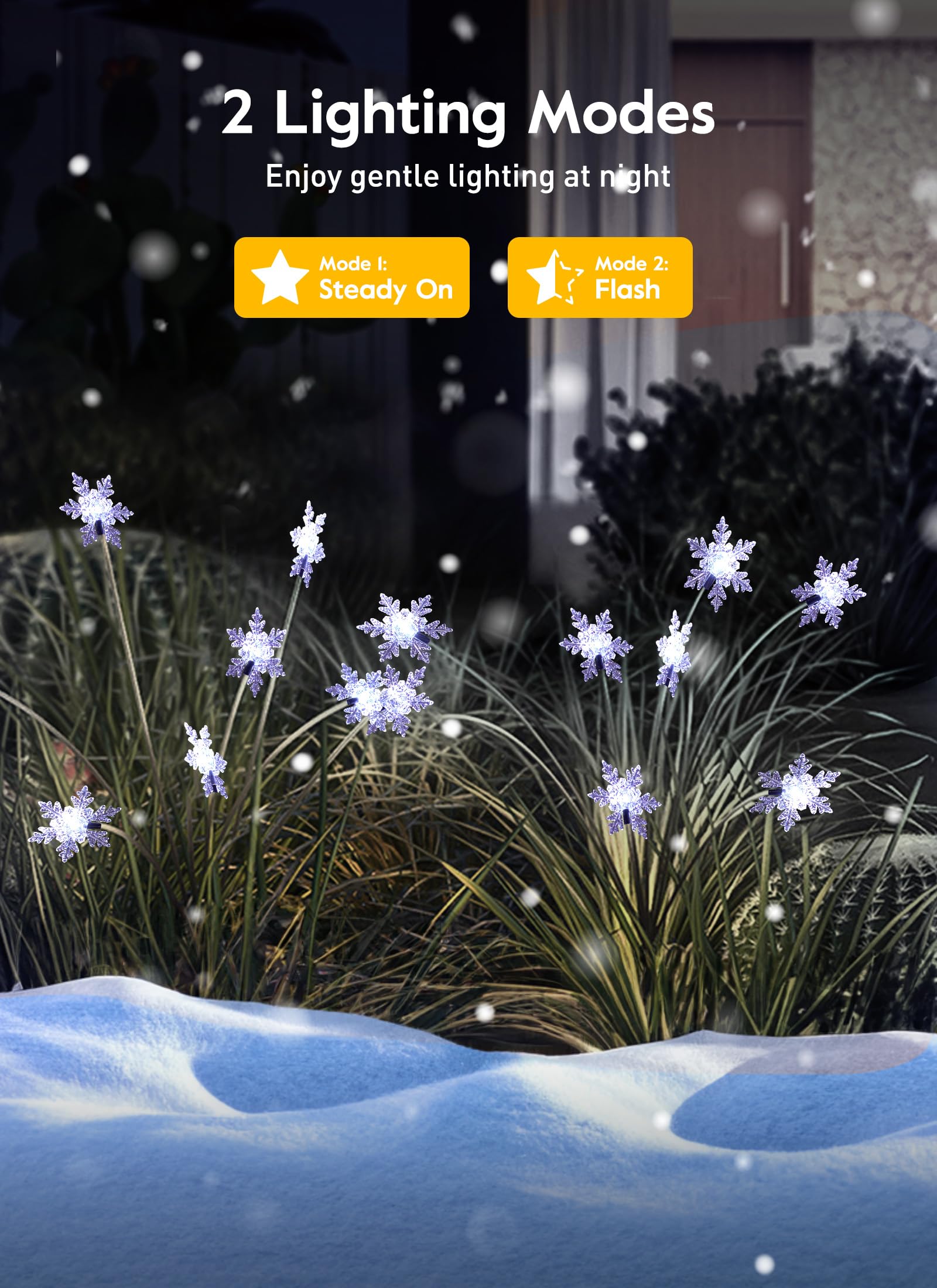 Brightown Christmas Pathway Lights Outdoor - 4 Pack 48 Led Christmas Snowflake Lights Outdoor With 2 Light Modes, Waterproof Fir