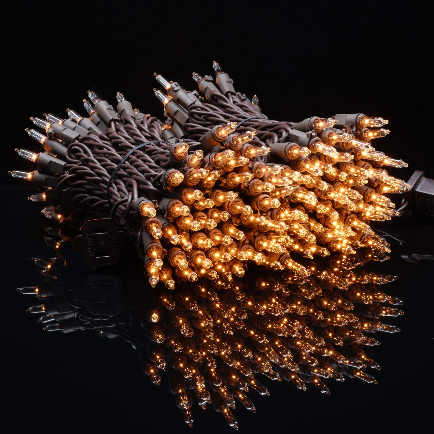 Yuletime Clear Christmas Lights, 66Ft 200 Count, Ul Certified, Brown Wire, Incandescent Mini Light Set, Model Dds-L-100E/2F