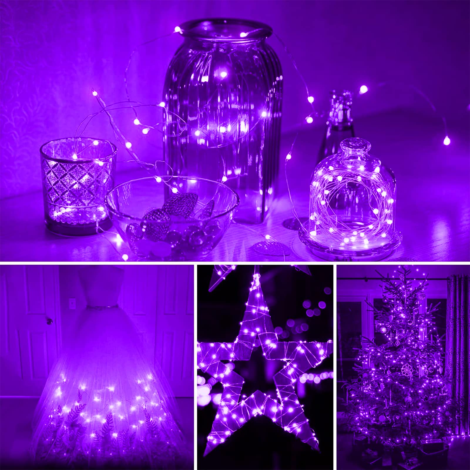 Yiaht 12 Pack Battery Operated Purple Halloween String Lights 7 Feet 20 LED Waterproof Mini Lights for Indoor Outdoor Decor