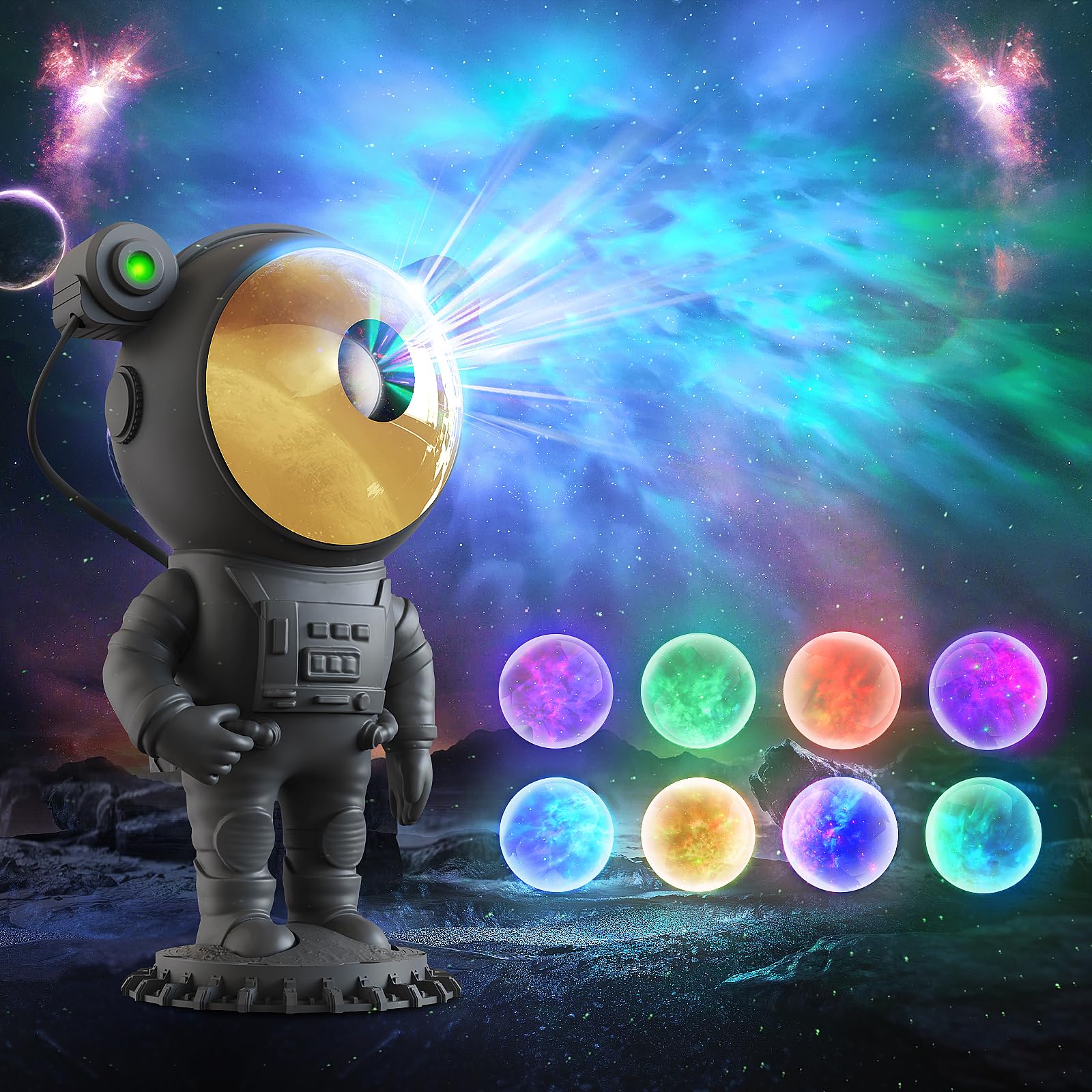 LPONGPOCUI Astronaut Galaxy Star Projector with Timer & Remote Control, Black, Model TJ-A01