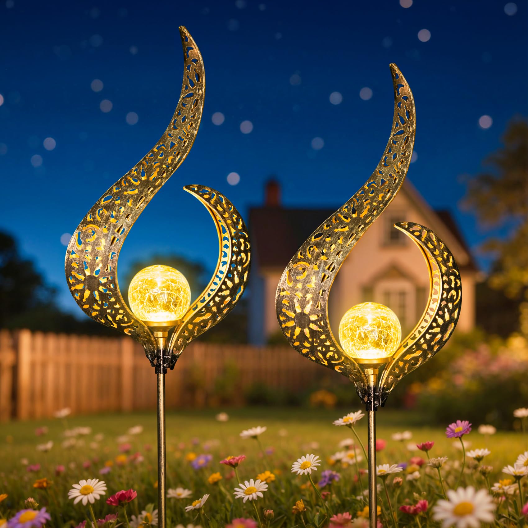 Homeimpro Outdoor Solar Garden Lights Waterproof  Gifts For Mom Dad  Yard Art  Pathway  Lawn Ornaments  Outdoor Decor Birthday Gifts For Wife Women (Bronze 2Pack)