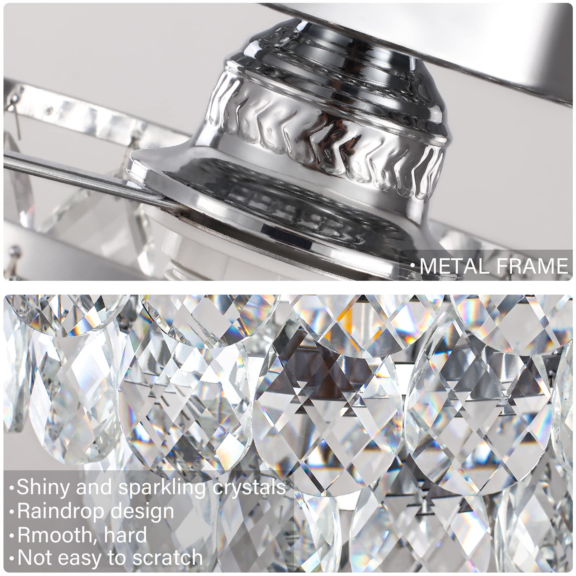 Luupyia Mini Crystal Chandelier - Modern Silver Semi Flush Mount Ceiling Light For Hallway & Bedroom