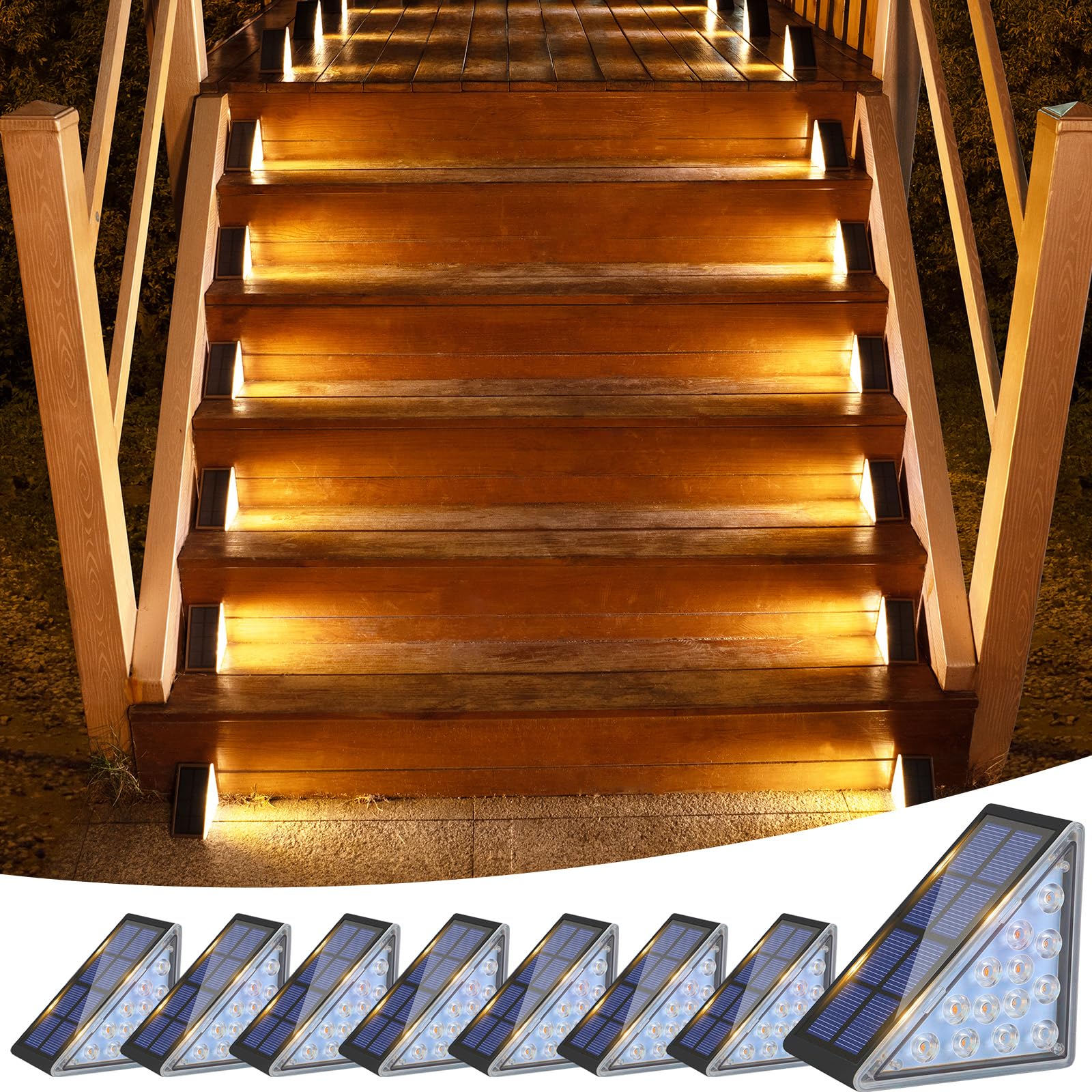 VOLISUN Solar Step Lights, Waterproof IP67, 80 Lumen, 8 Pack, Black, Model 21312ZM