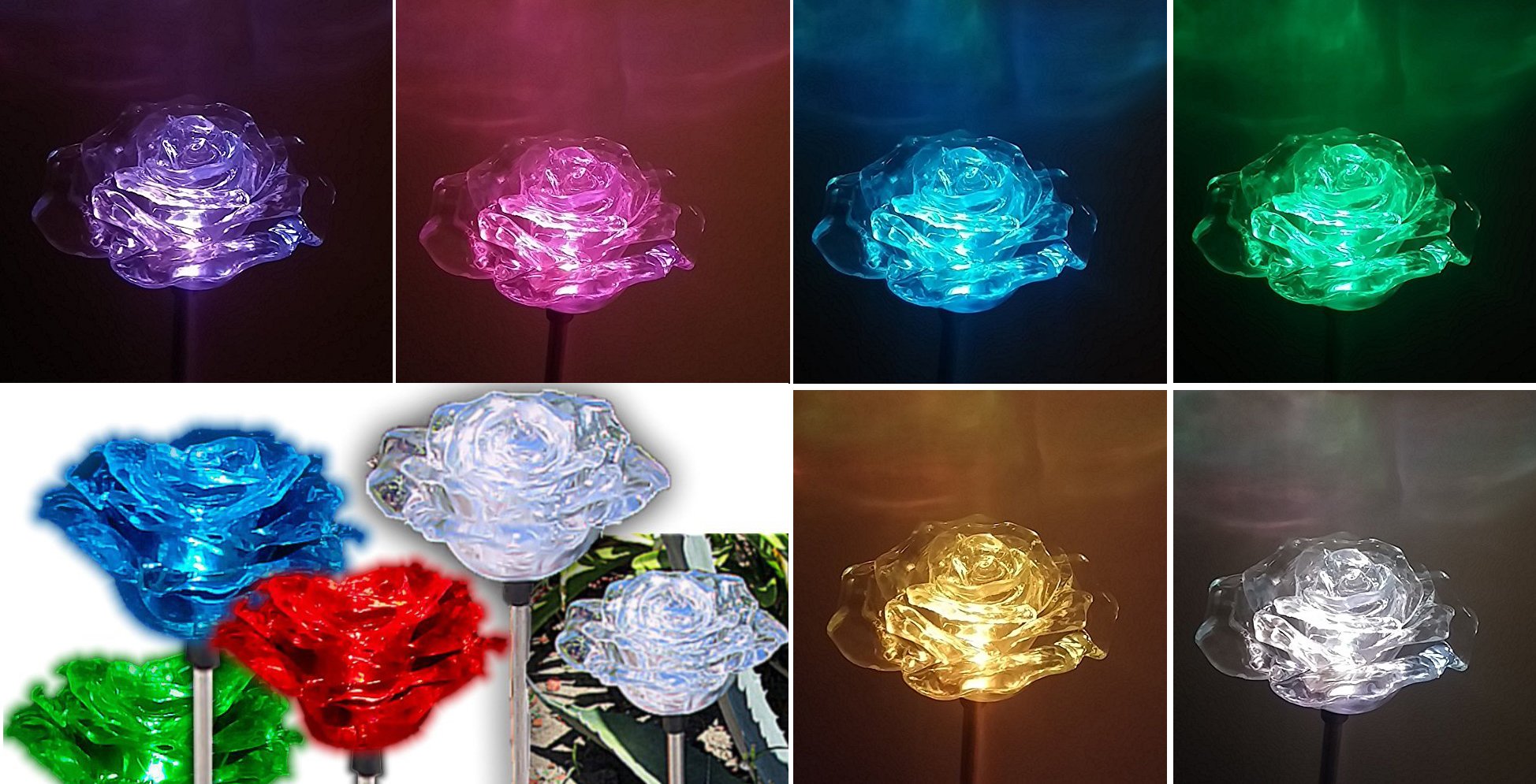 Solar Wholesale 1047 Roses Flower Lights, 2 Pack For Outdoor And Holiday Decorations