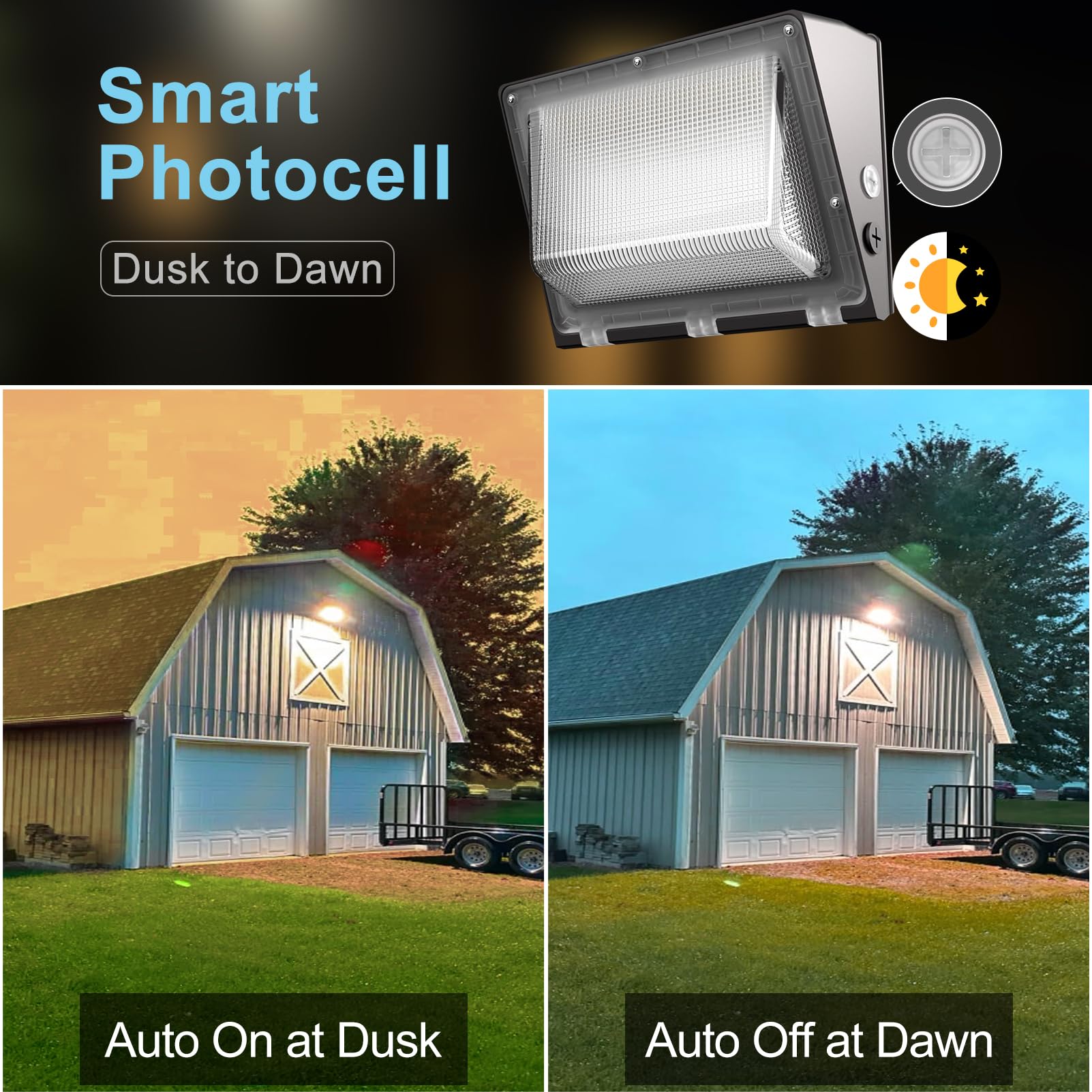 Lightdot 2Pack 250W Led Wall Pack Lights, 100-277V Dusk To Dawn With Photocell | 37500Lm(150Lm/W) 5000K Ip65 Outdoor Exterior Li