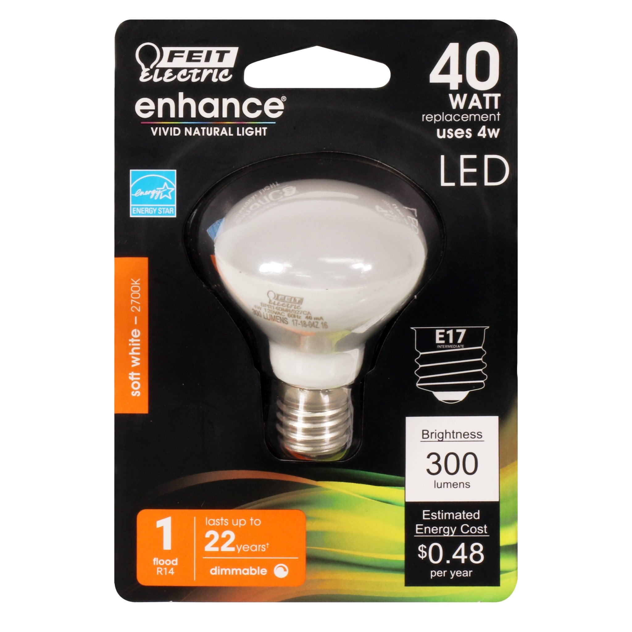 Feit Electric LED R14 Bulb 40W Dimmable Soft White E17 Base Model BPR14DMN/927CA