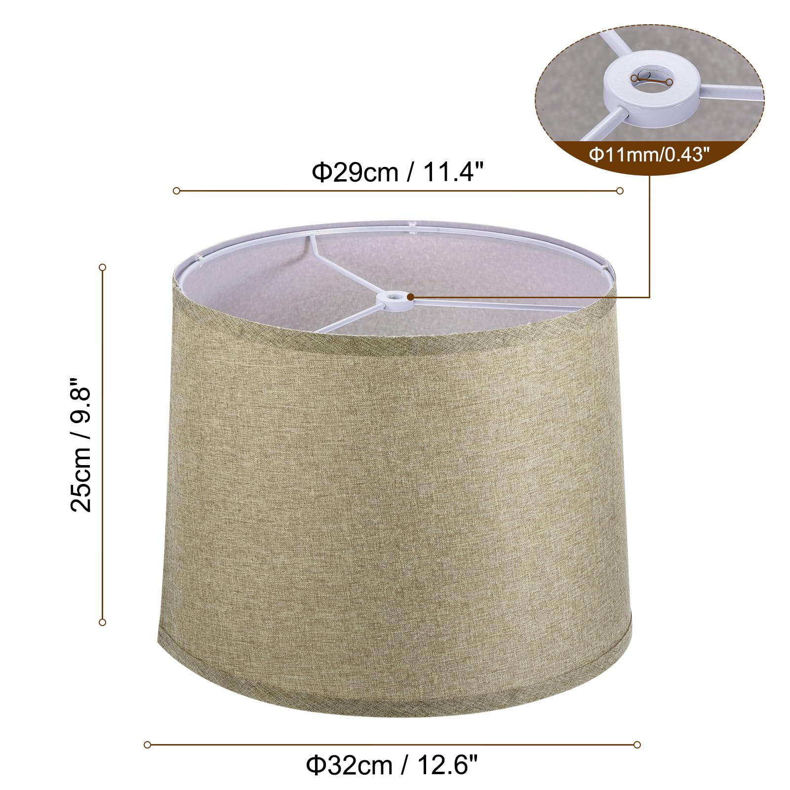 PATIKIL Drum Lamp Shade for Table Lamps, Light Brown Linen, 11.4in Top x 12.6in Bottom x 9.8in High, Model pta230518tt