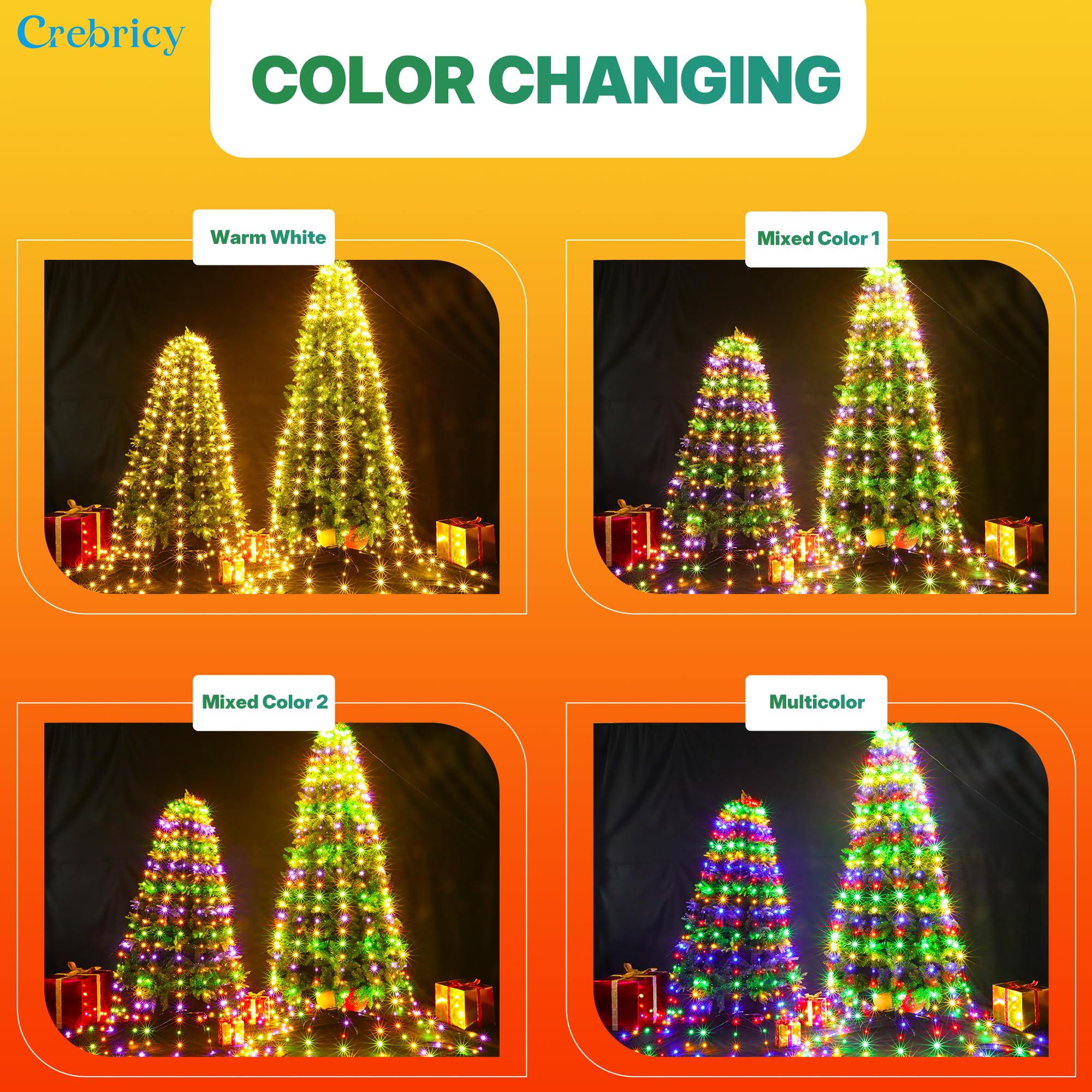 30+ Modes Ring Christmas Tree Lights Indoor Outdoor - 7.05Ft X 12 Lines 312 Led Easy App Control Color Changing Timer Remote Waterproof For 6 7 Ft Xmas Trees (Warm White To Multicolor)