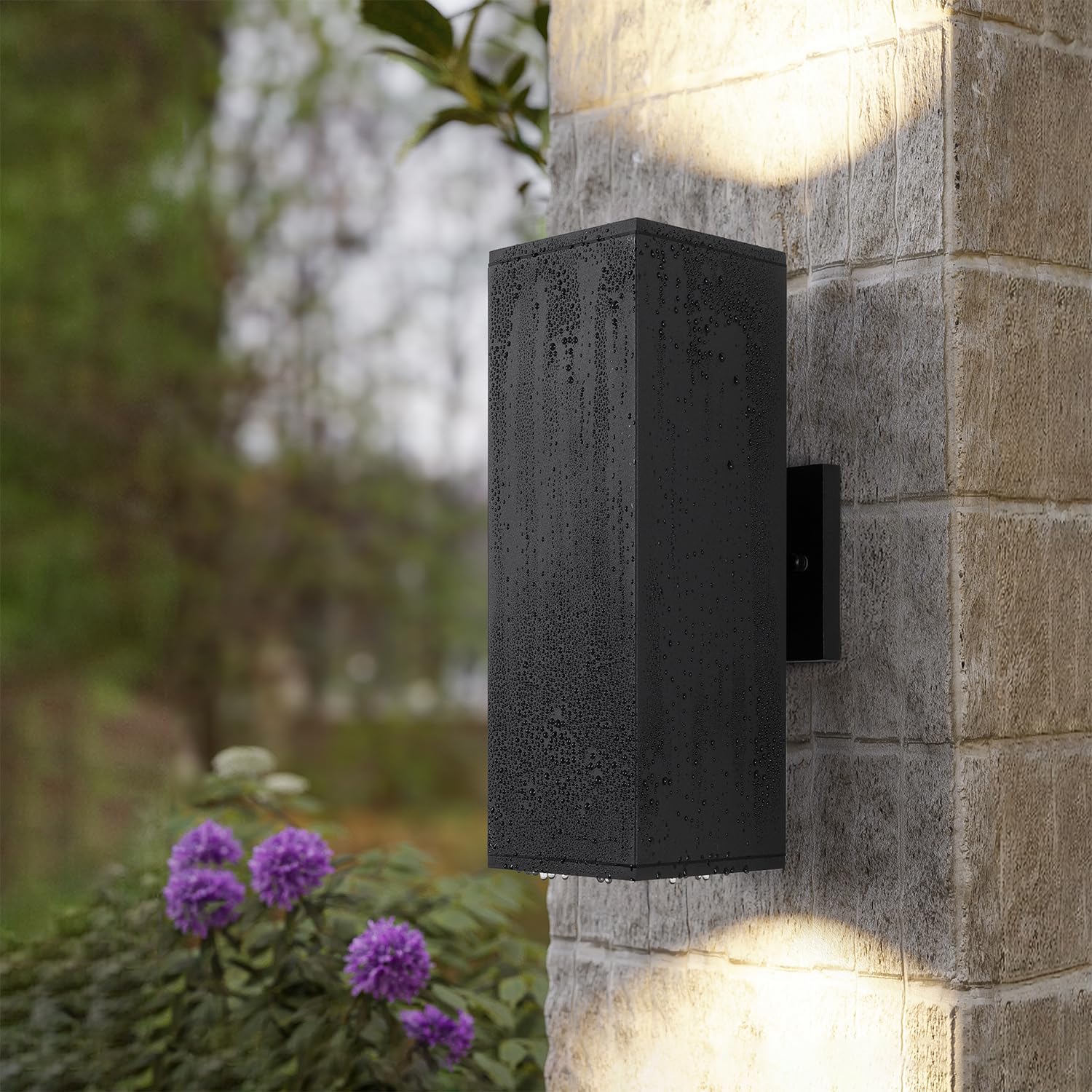 Mirrea Modern Outdoor Porch Light Patio Light In 2 Lights With Aluminum Rectangular Tube And Tempered Glass Cover Waterproof Wal