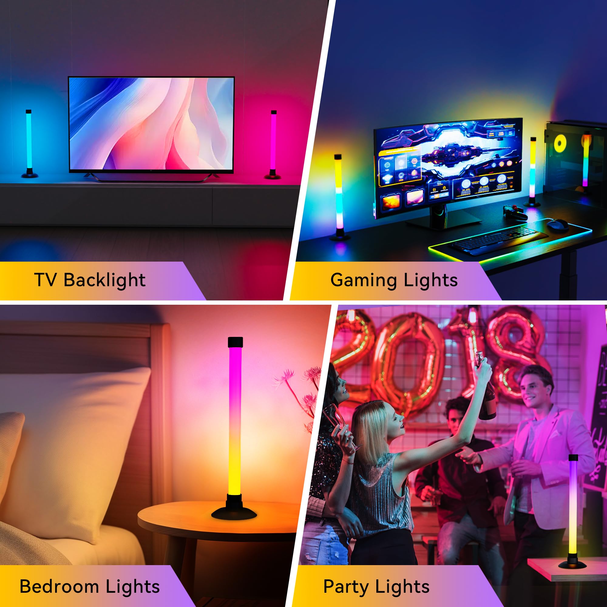 Ledagic Led Light Bar with Music Sync, Color Changing TV Backlight App & Remote Control, IC+RGB & W Smart RGB Light Bar, USB Pow