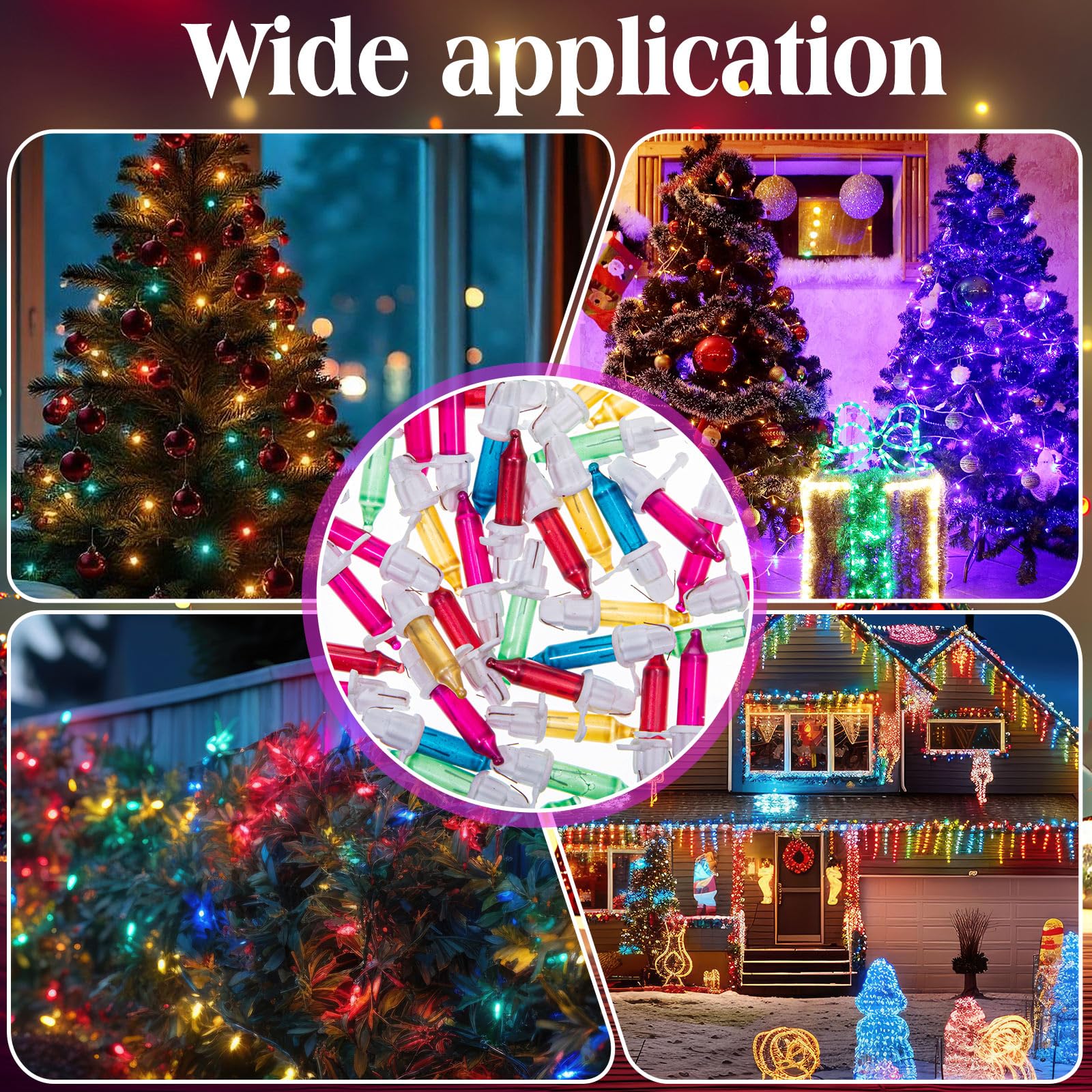 Mudder 60 Count Christmas Tree Replacement Light Bulbs 2.5V 0.425 Watt Replacement Bulb Mini Incandescent Wire String Lights Decoration For Prelit Xmas Tree (White Base With Pastel Color Bulb)