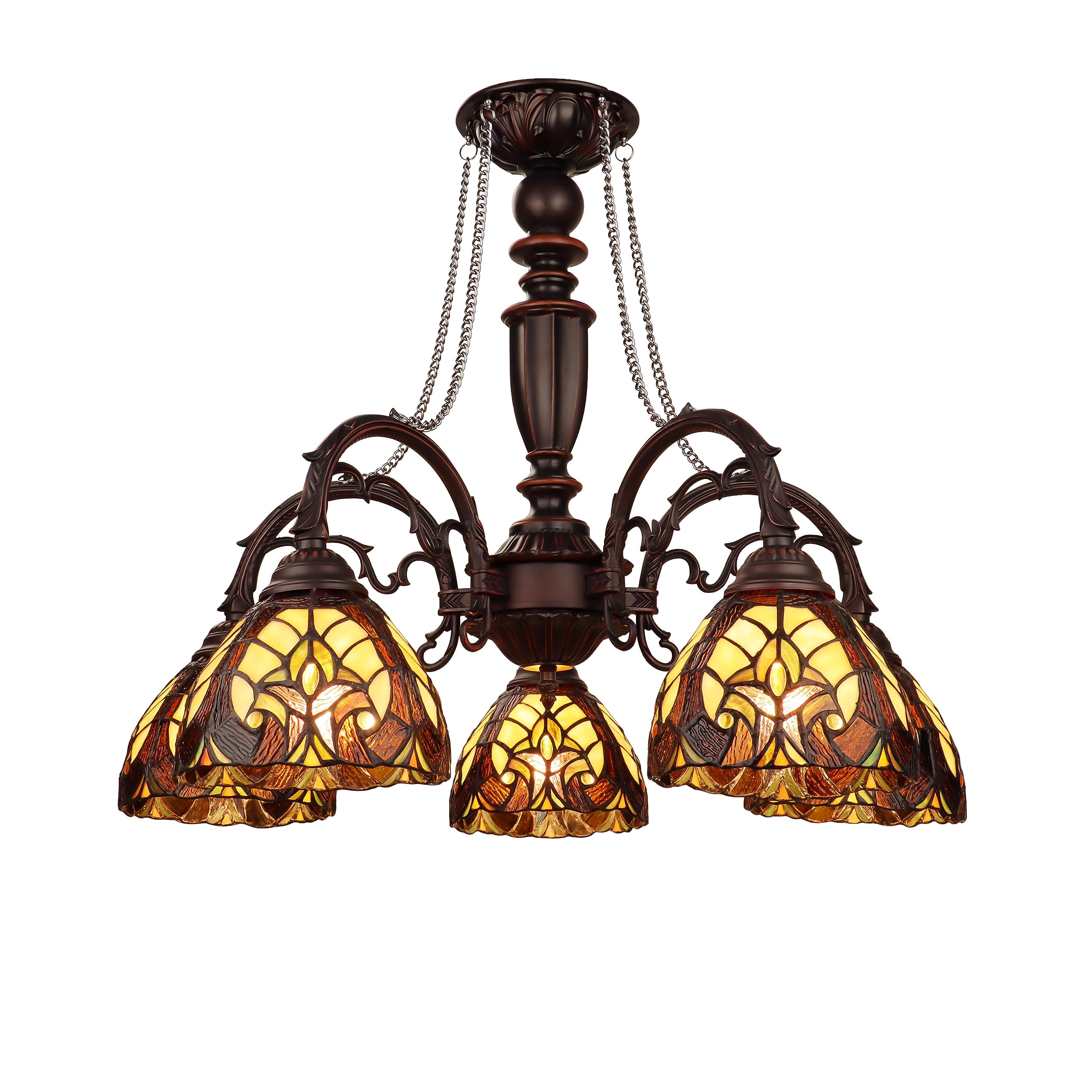 Chloe Lighting Liaison 5-Light Chandelier Antique Dark Bronze 27in Wide Glass Multicolor Model CH18780VI27-DC5
