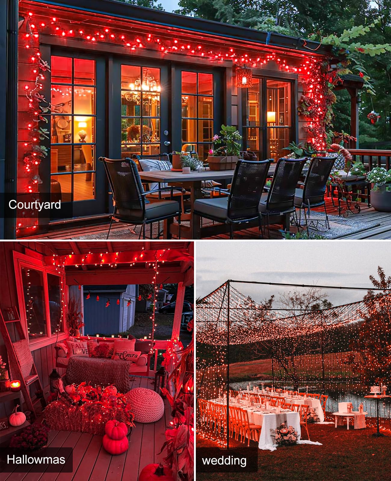 197Ft 600 Led Christmas Lights Outdoor  Plug In Christmas Tree Lights 8 Modes  Waterproof String Twinkle Lights For Indoor Room Patio Yard Fence Party Wedding Holiday Decorations  Red