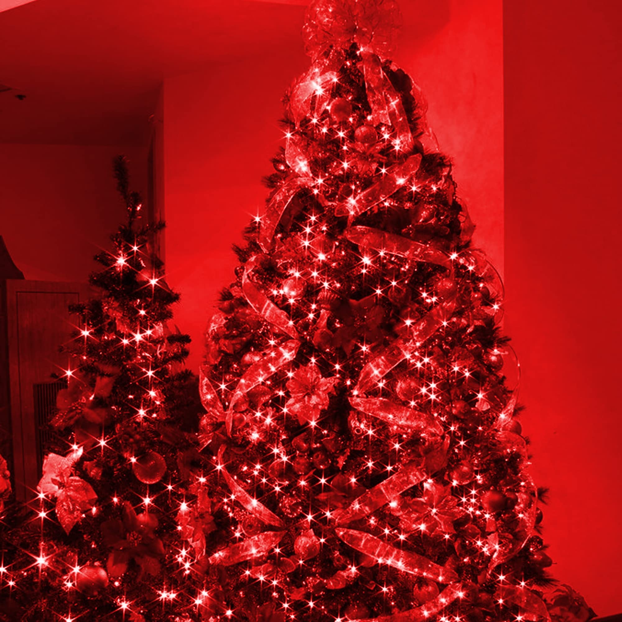 Dazzle Bright Christmas Lights, 20Ft 100 Count Incandescent Waterproof Mini String Lights Plug In, Connectable Christmas Decorations For Outdoor Home Party Garden Yard (100 Count, Red)