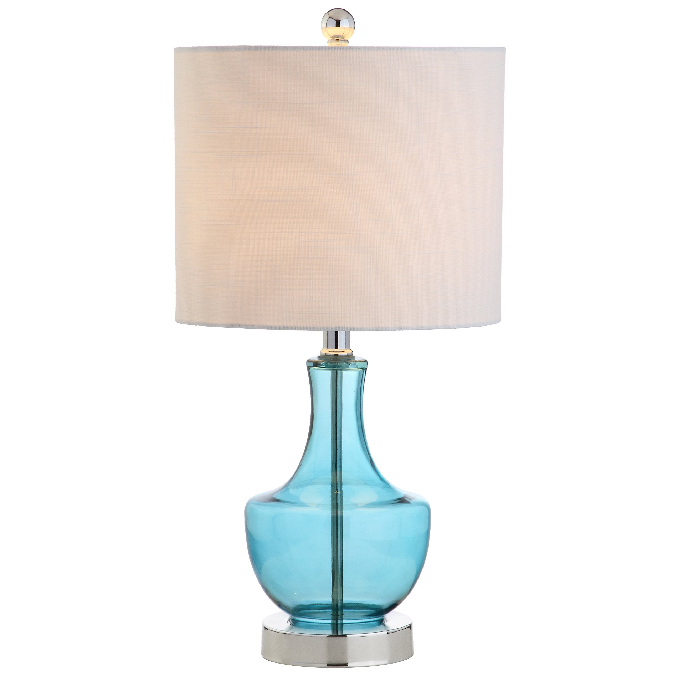 JONATHAN Y Colette 20in Mini Glass LED Table Lamp, 1 Bulb, Amalfi Blue, Model JYL1029C, Transitional Glam Design for Home or Office