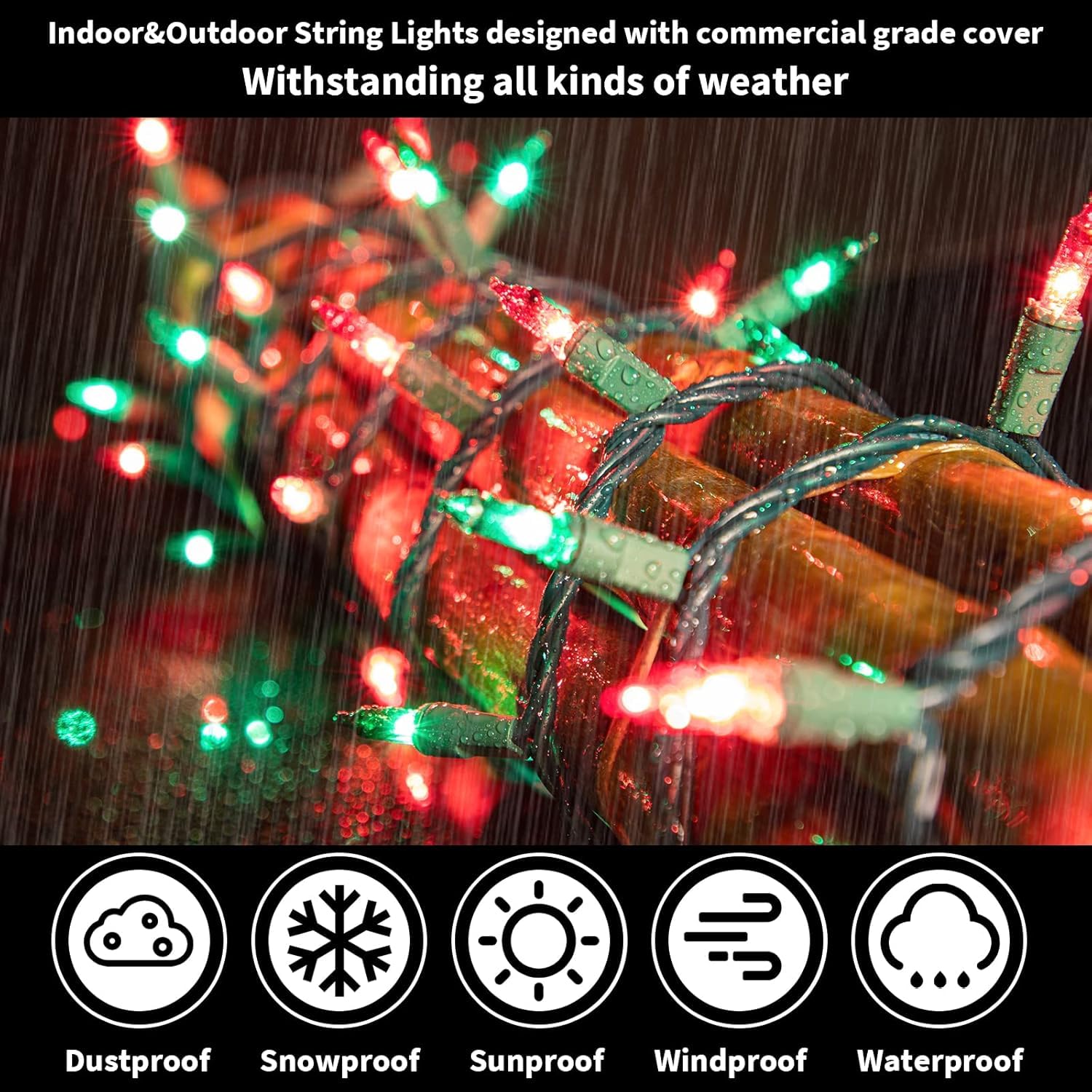 Lamphome 100 Count Red Green Christmas Lights  Green Wire 20Ft Incandescent Holiday String Light Set For Indoor Outdoor Use Christmas Tree  Halloween  Valentine Wedding Lighting Decoration