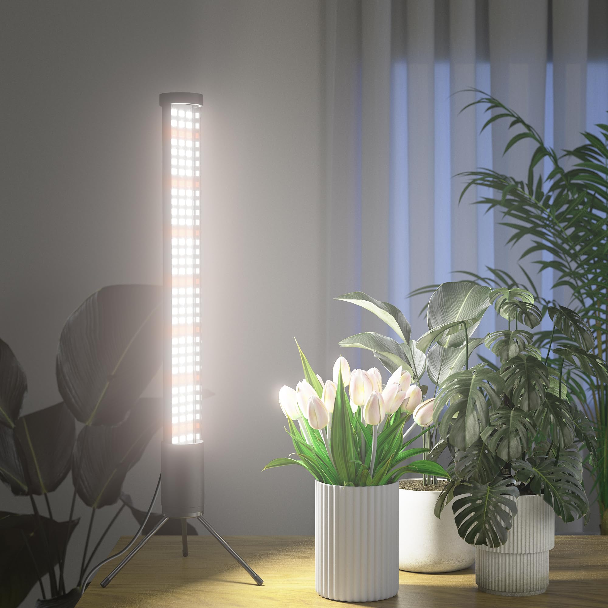 Awlylnll Grow Lights For Indoor Plant, T10 Vertical Standing Led Growing Plant Lamp, 5-Level Dimmable, Auto On Off Timing 4/8/12/18Hrs, Height 18.9''