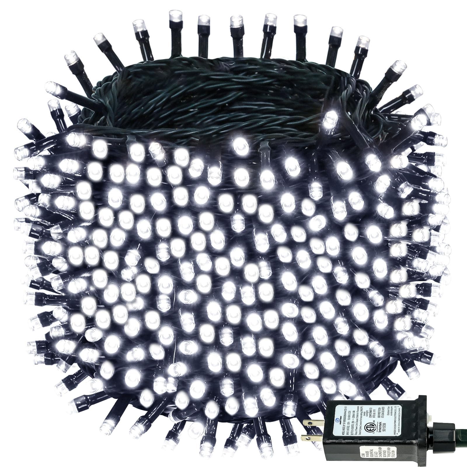 Bhclight Extra-Long 165Ft 500Led Christmas String Lights Outdoor/Indoor, Timer & Memory & 13 Modes, Cool White String Lights Wat