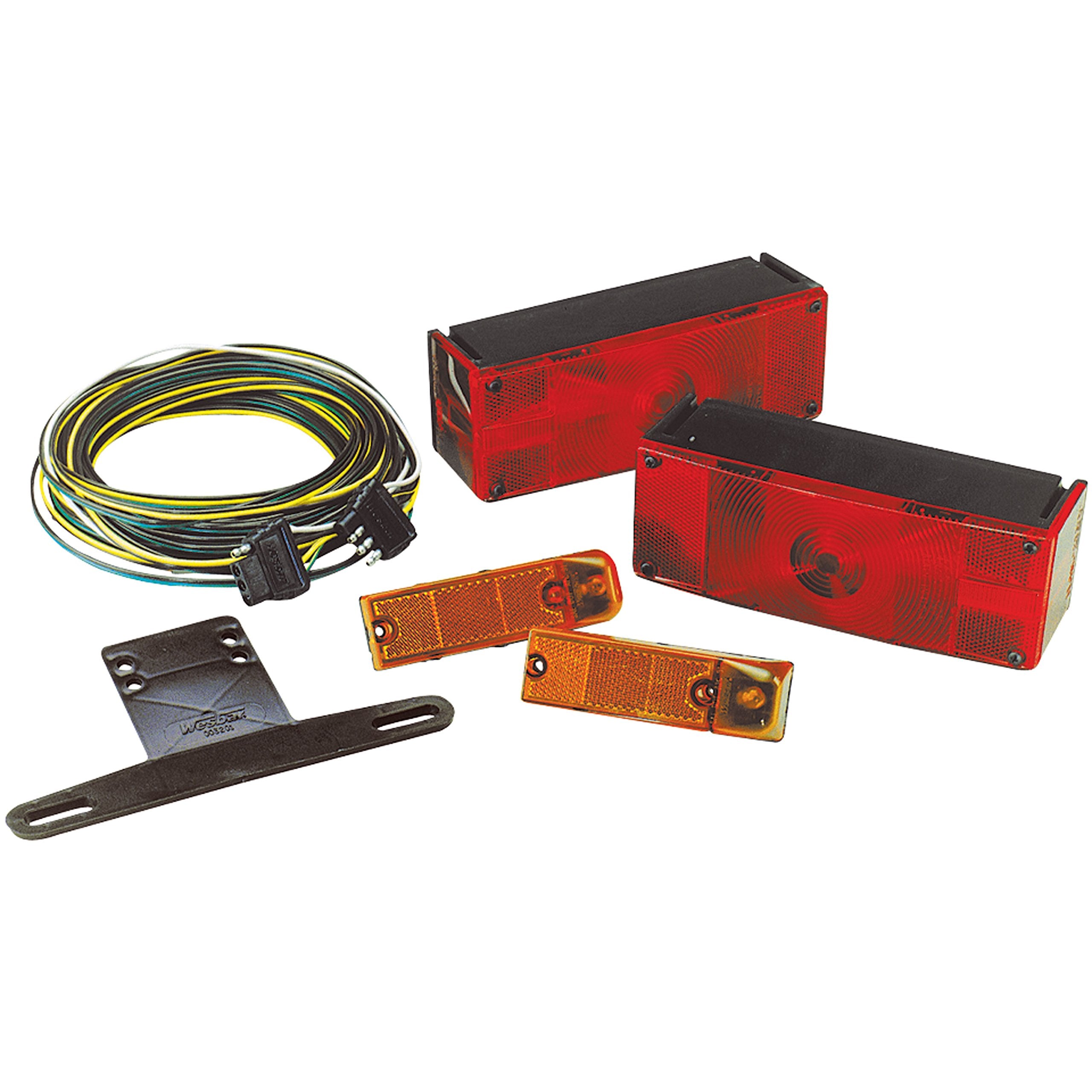 Wesbar 007509 Low Profile Waterproof Trailer Light Kit, Over 80&quot; Wide Trailer