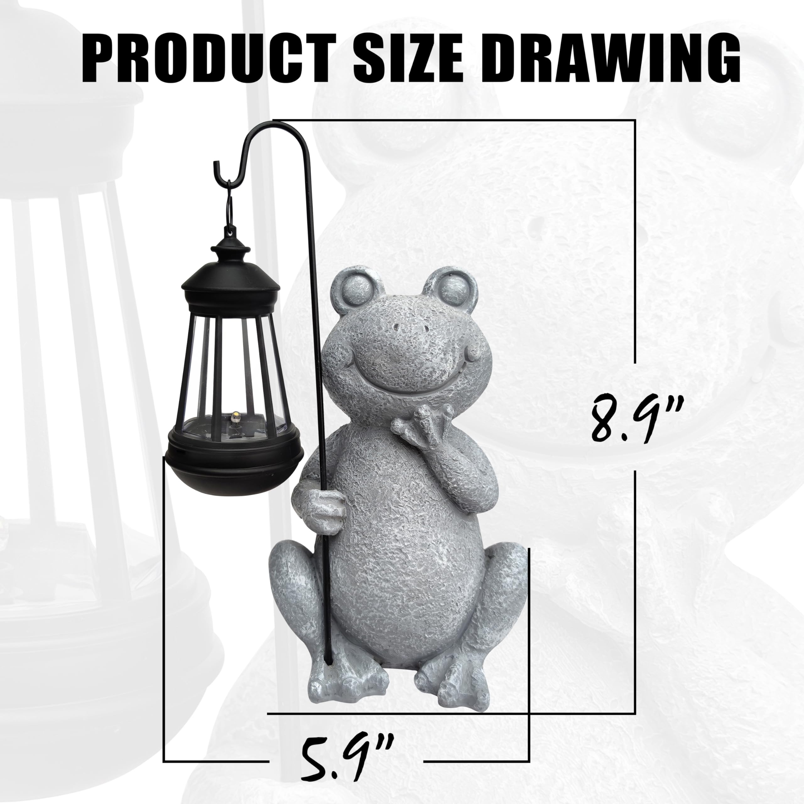 Qobumy Frog Solar Garden Statue, Resin Frog Figurine Decoration With Solar Lights, Outdoor Lawn Garden Statue, Balcony Ornament,