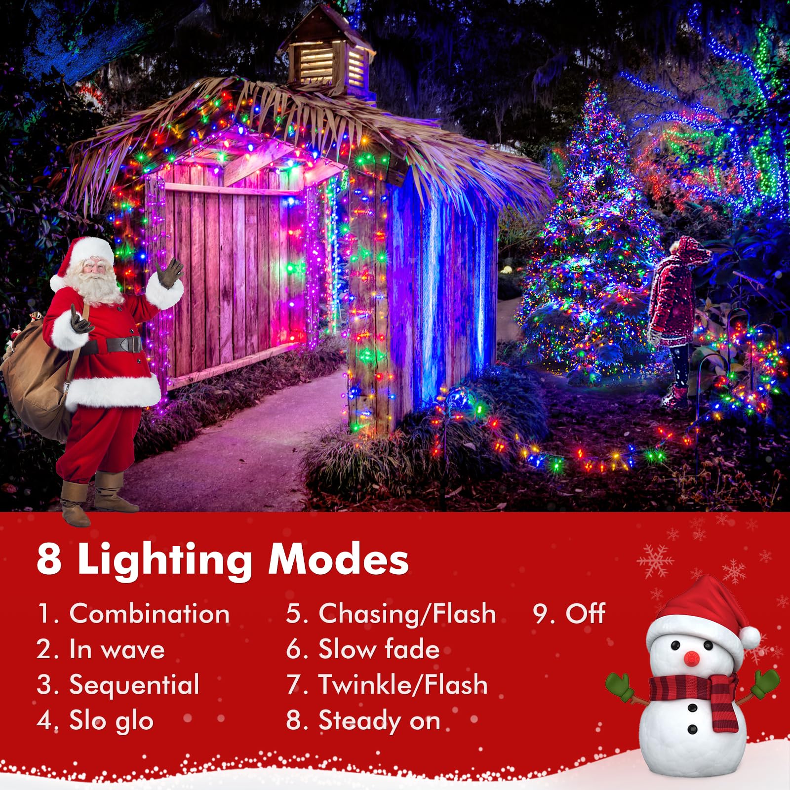 Quntis 164Ft 1000Led Super Bright Battery Powered Christmas Lights, C Batteries Required (Not Included), 8 Modes & Timer Indoor/