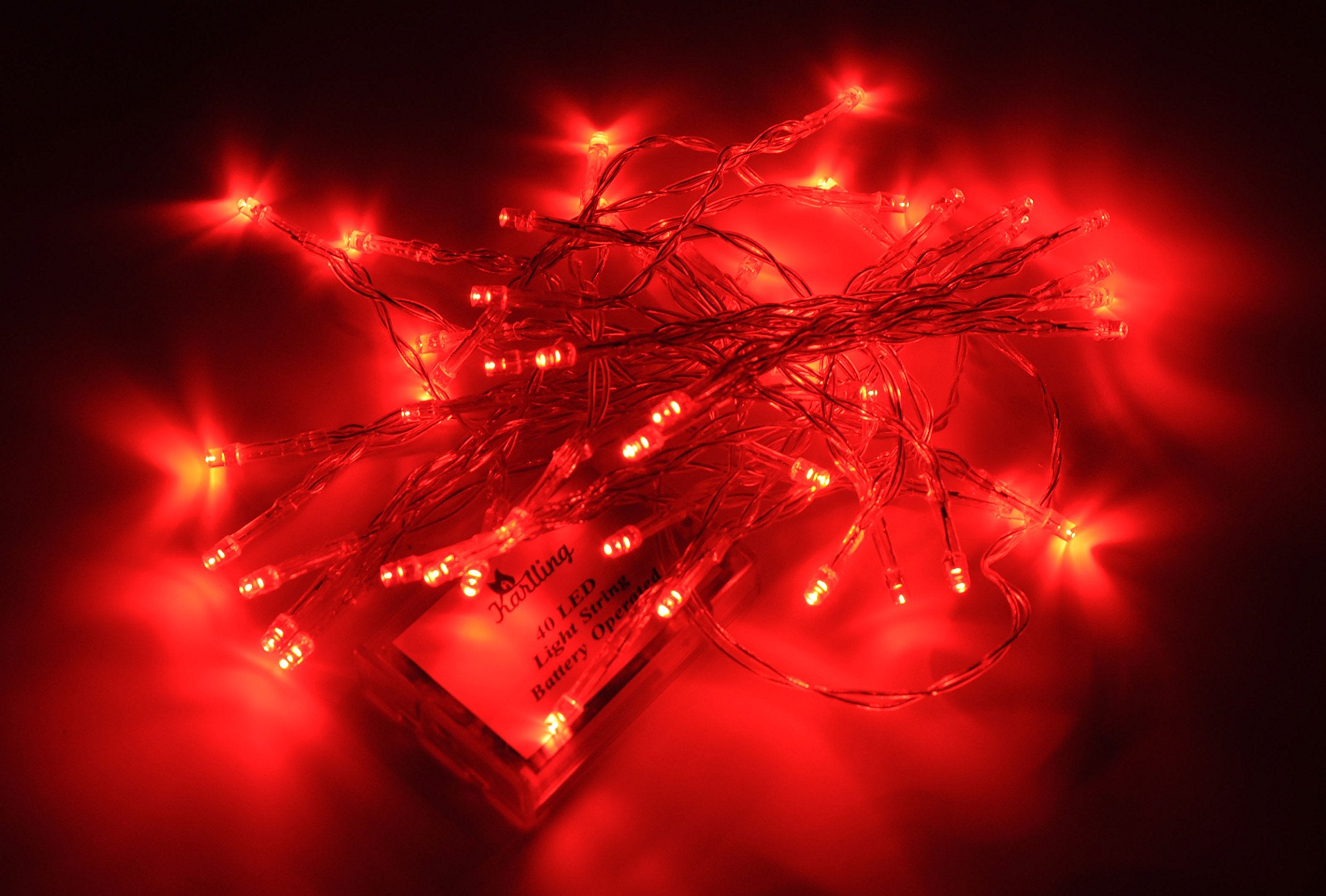 Karlling Battery Operated Fairy Lights, 13Ft Durable Short Clear Wire Led Twinkle String Lights For Christmas, Valentine’S Day, Halloween,Weddings, Parties, And Indoor/Outdoor Decor(Red)