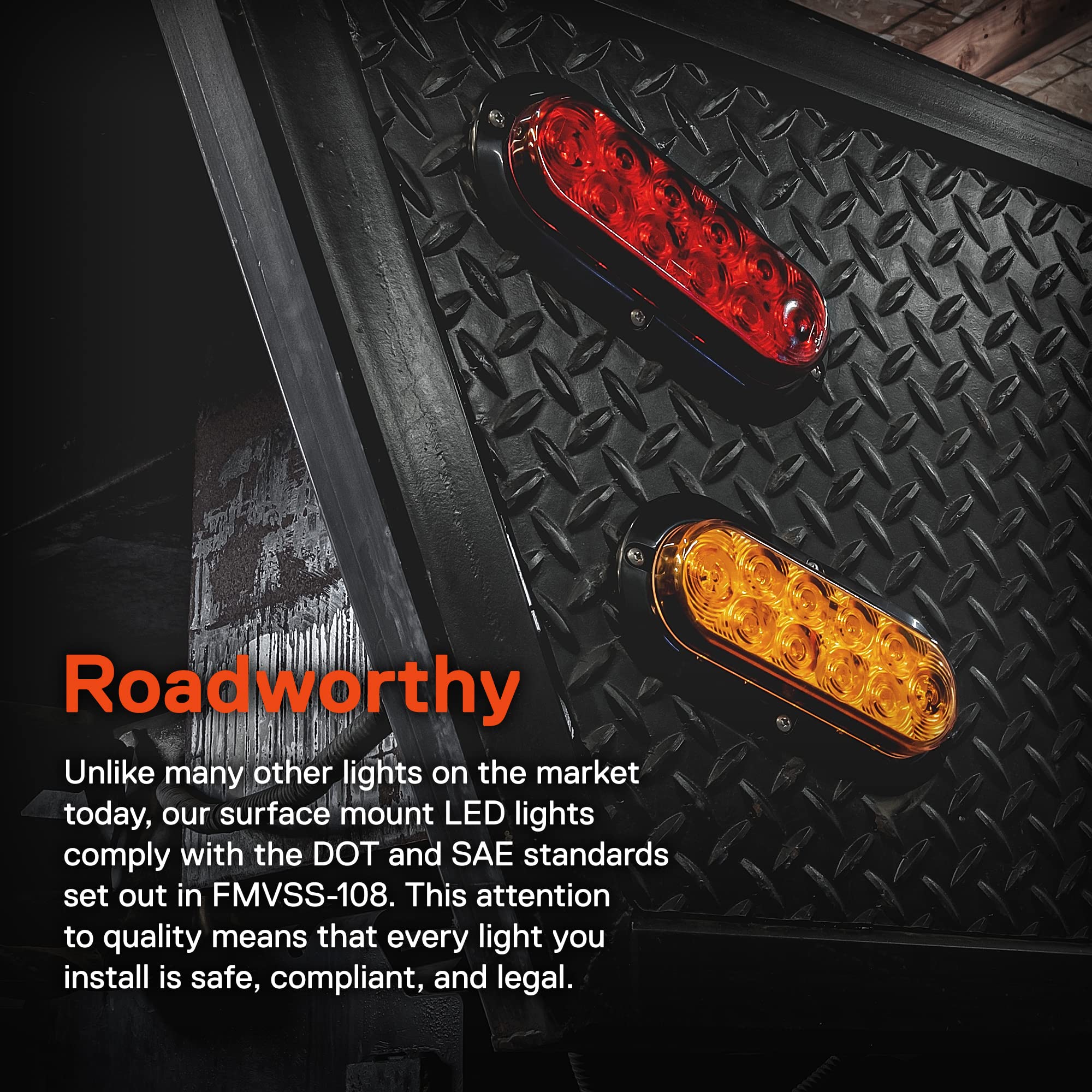 2 Red + 2 Amber + 2 White 6 Inch Oval Led Trailer Tail Light Kit Kit [Surface-Mount] [Dot Fmvss 108 & Sae] [Ip67 Waterproof] Stop Brake Turn Reverse Back Up Trailer Lights For Rv Truck