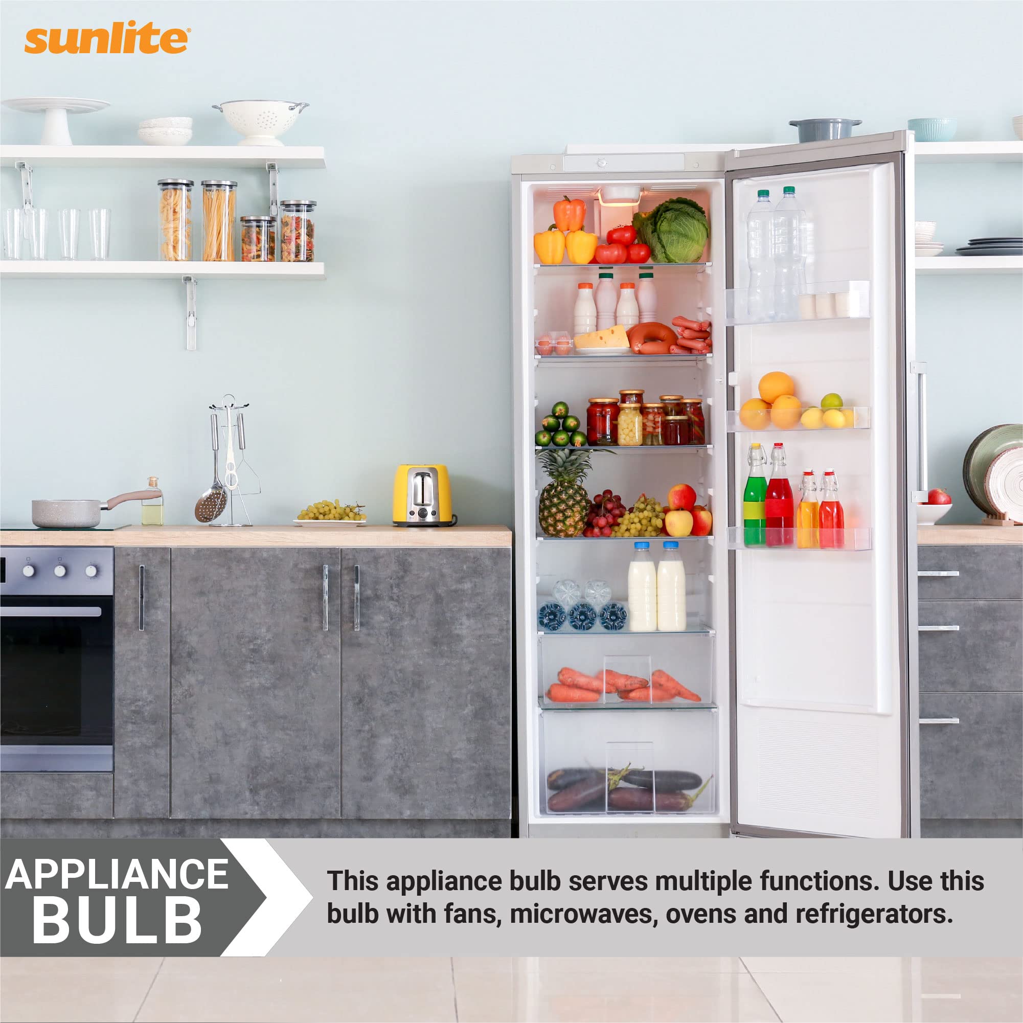 Sunlite 41622 Incandescent Appliance A15 Light Bulb, 15 Watts, 70 Lumens, Medium Base (E26), Dimmable, Mercury Free, 2600K Warm