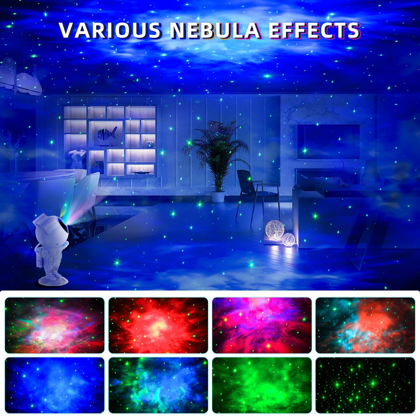[A Gift Choice] Astronaut Space Buddy Star Projector - Galaxy Projector Night Light With Remote, 360?Adjustable And Timer, Kids