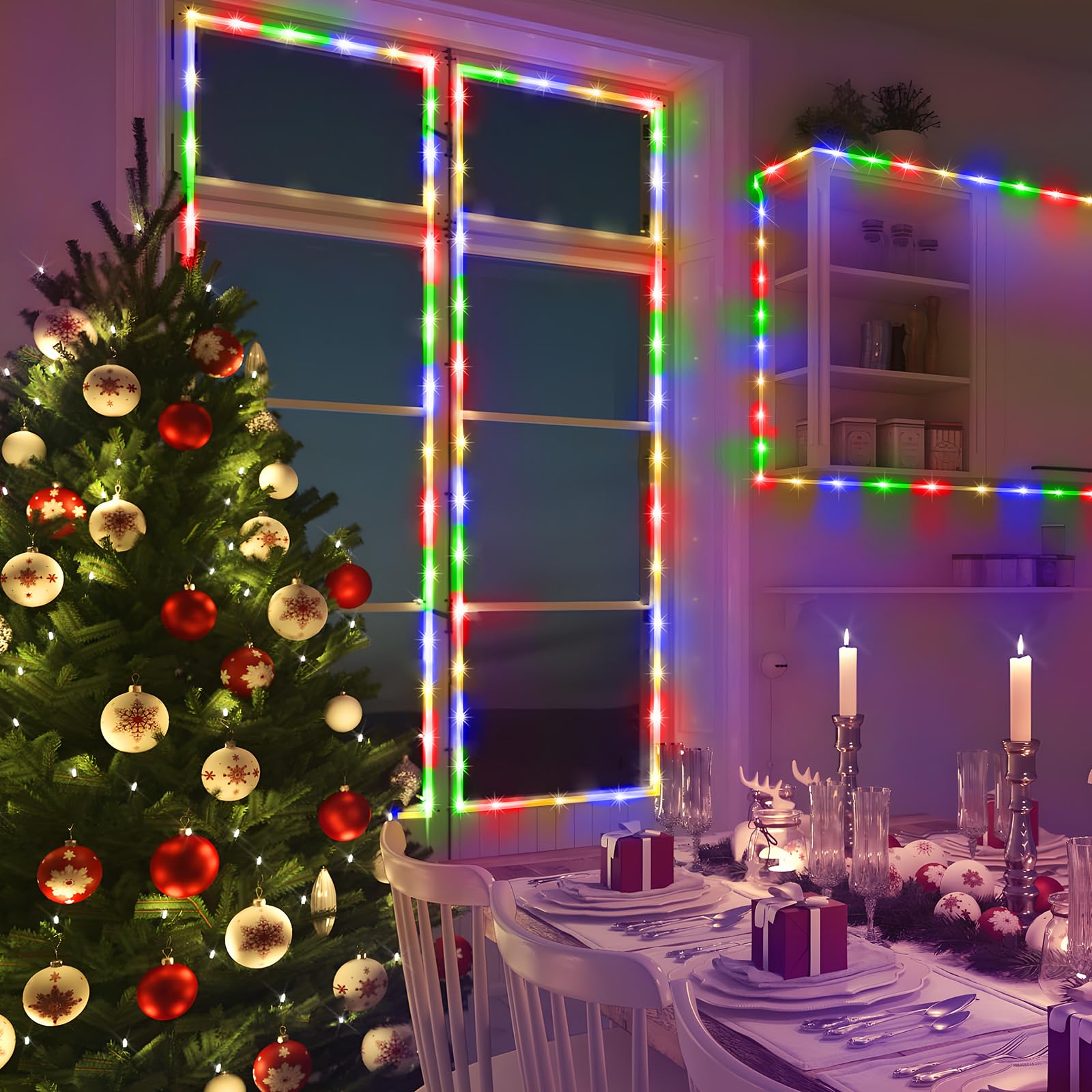 KNONEW 164FT 1000LED Multicolor Rope Lights - Waterproof String Lights for Indoor/Outdoor Use, 8 Modes, Ideal for Weddings & Holiday Decor