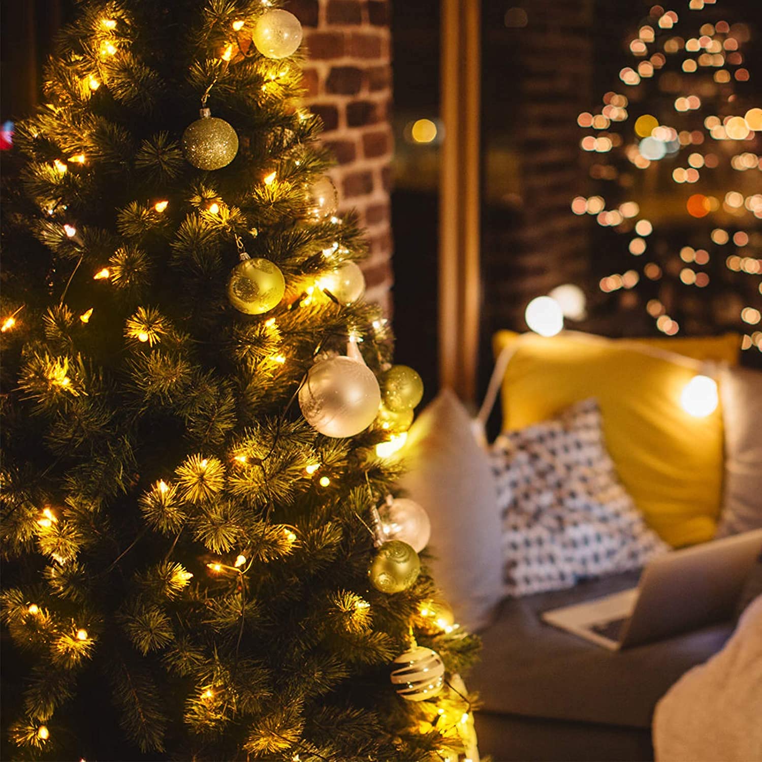 MASHANG Christmas Lights, 18ft 50 LED Outdoor String Lights with Timer & 8 Modes, 3AA Battery Operated Waterproof String Light f