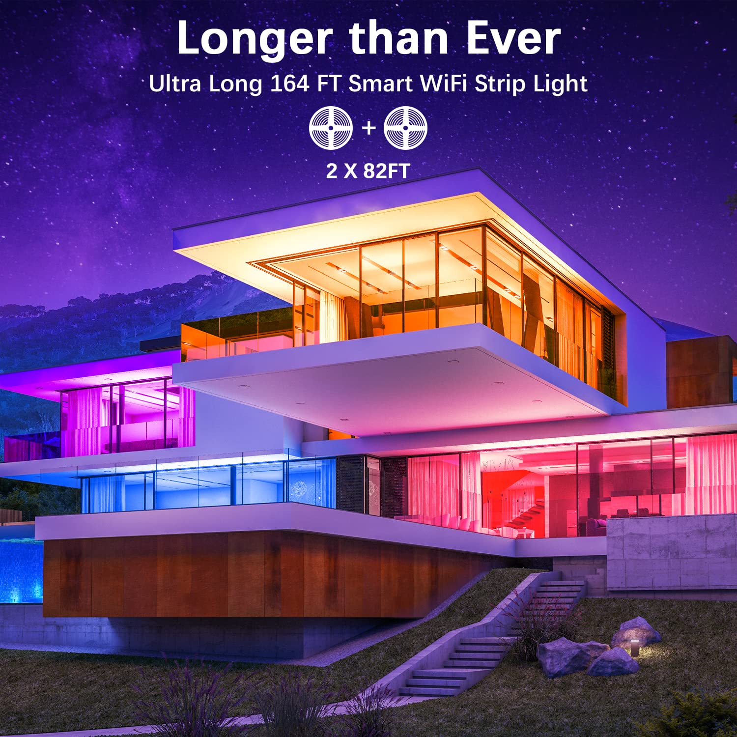 Cozylady 146Ft Smart Led Strip Lights, Rgb Color Changing, Music Sync, Alexa & App Control