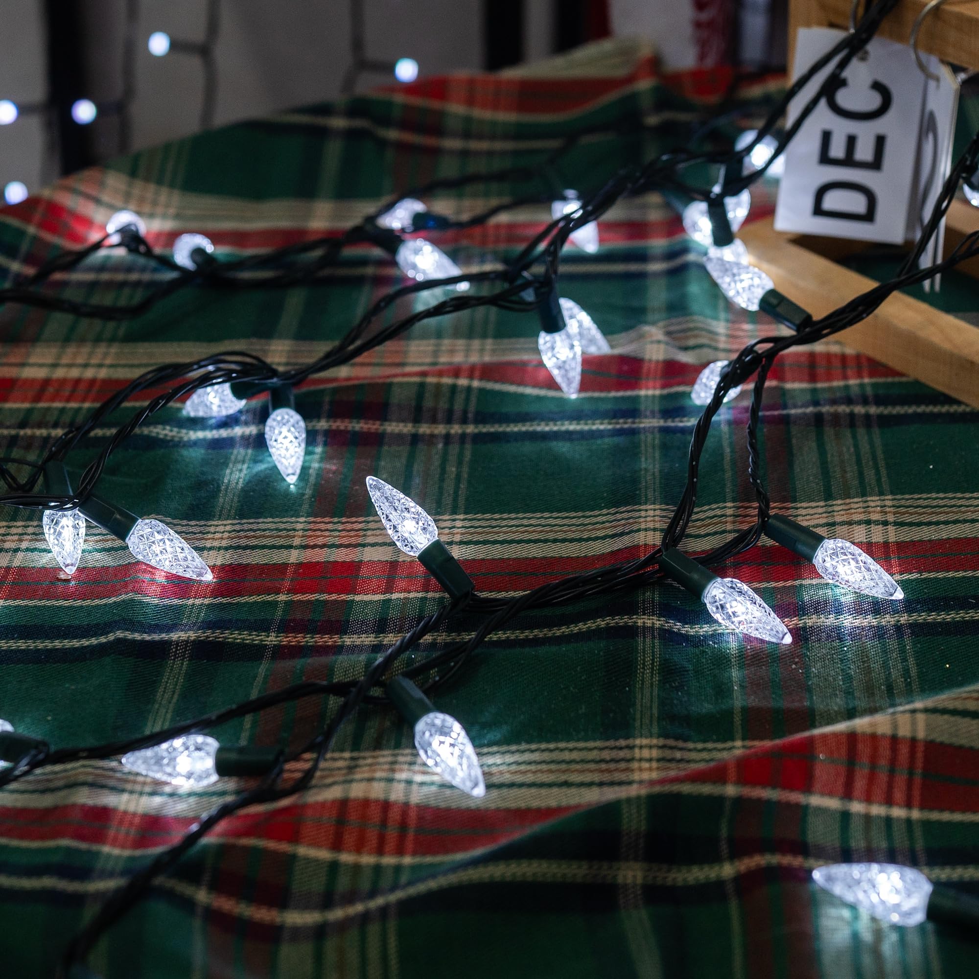 Dazzle Bright C6 Christmas String Lights, 200 Led 66 Ft Waterproof Connectable String Lights With Timer, 8 Modes Christmas Lights For Indoor Outdoor Home Garden Yard Xmas Tree Decoration (White)