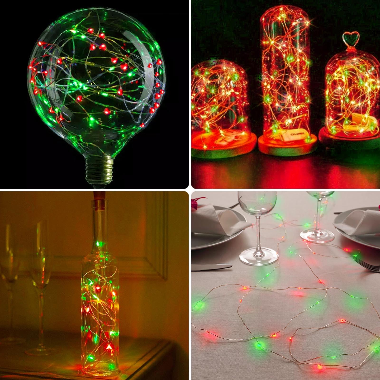 YIQU 3 Pack Fairy Lights, 80 LED String Lights, Battery Operated with Remote Control Timer, Red & Green, 26 FT for Indoor/Outdoor Décor