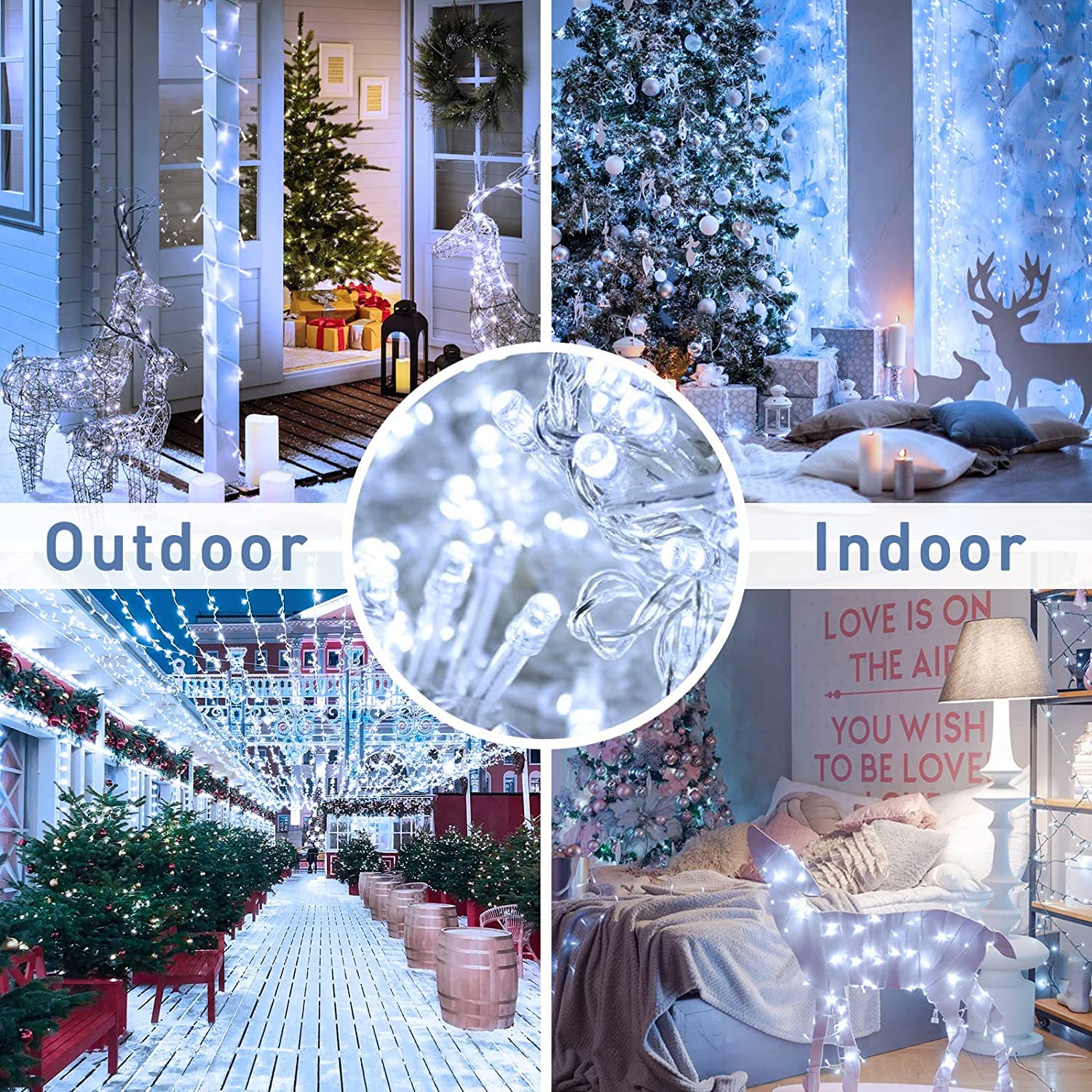 Fullbell Christmas Lights Christmas Decorations, Christmas Tree Lights 33 Feet 100 Memory Indoor Outdoor Pure Wire Led String Li