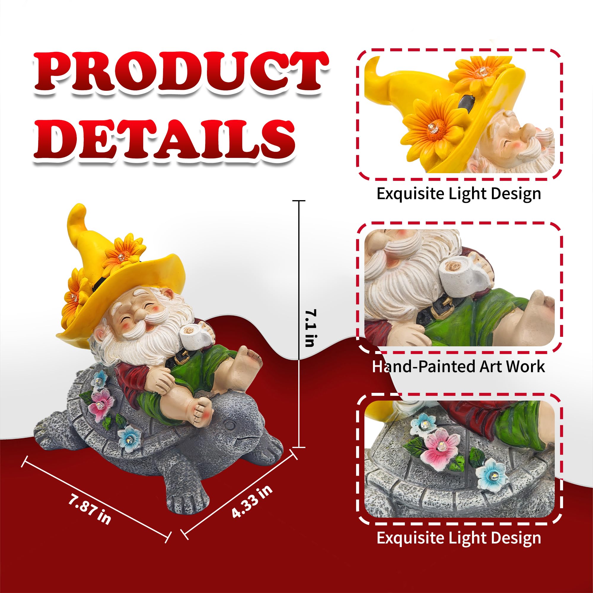 Cffownug Christmas Garden Gnomes Outdoor Decor: Funny Sunflower Gnome Sitting On Turtle With Solar Lights Outside Decoration For Lawn Yard Patio Garden Gifts For Women