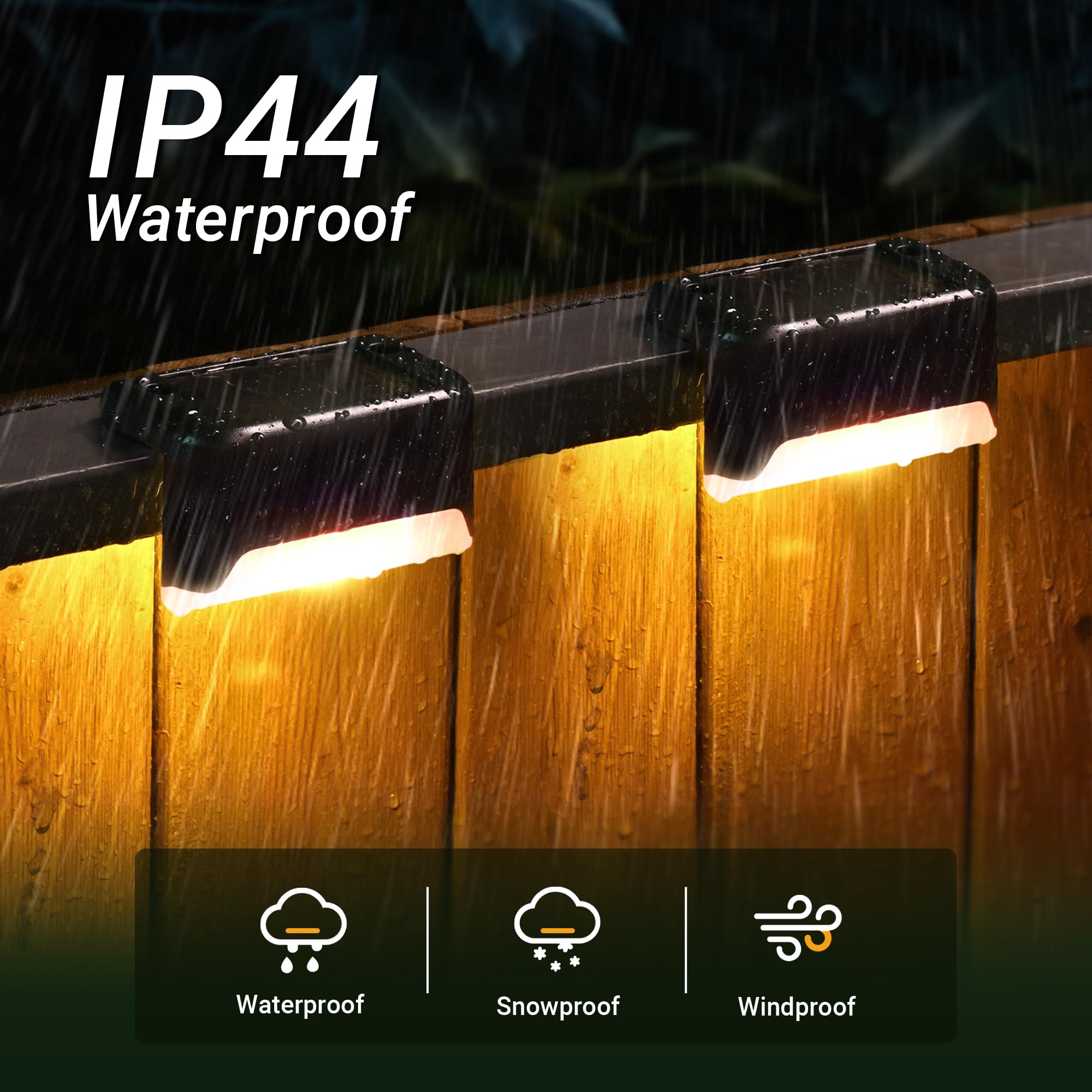 PATIOWIN Solar Deck Lights, Waterproof LED Step Lights, 12 Pack, Warm White, Black, Model 8716