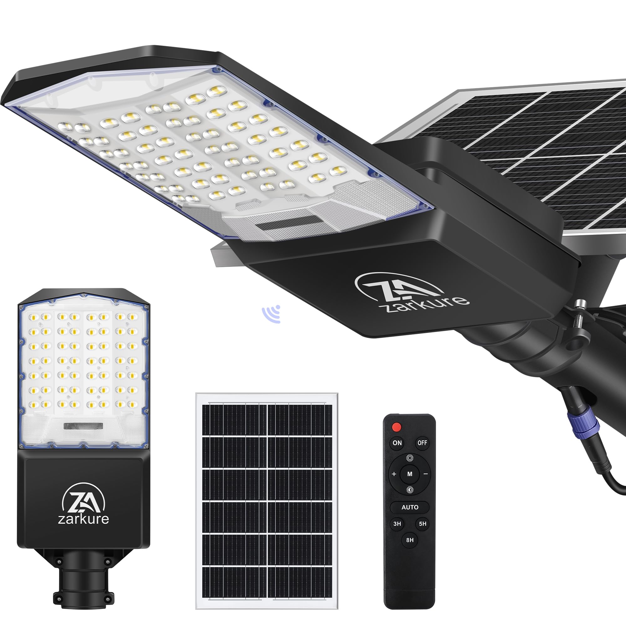 ZARKURE 5000W Solar Street Lights, 40000mAh, IP67 Waterproof, Remote Control, LED, Model LD003, Black