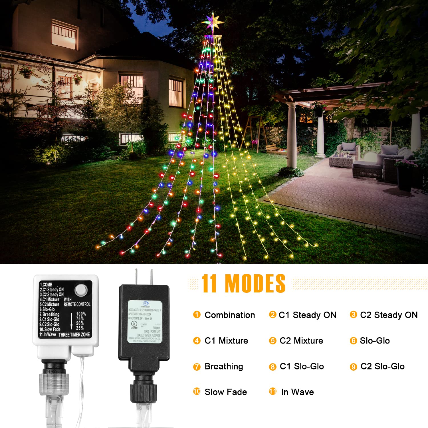 Puhong Color Changing Christmas Lights, Outdoor Dipper Star String Lights,16.4Ft 320 Led Christmas Decoration [11 Modes & Waterp