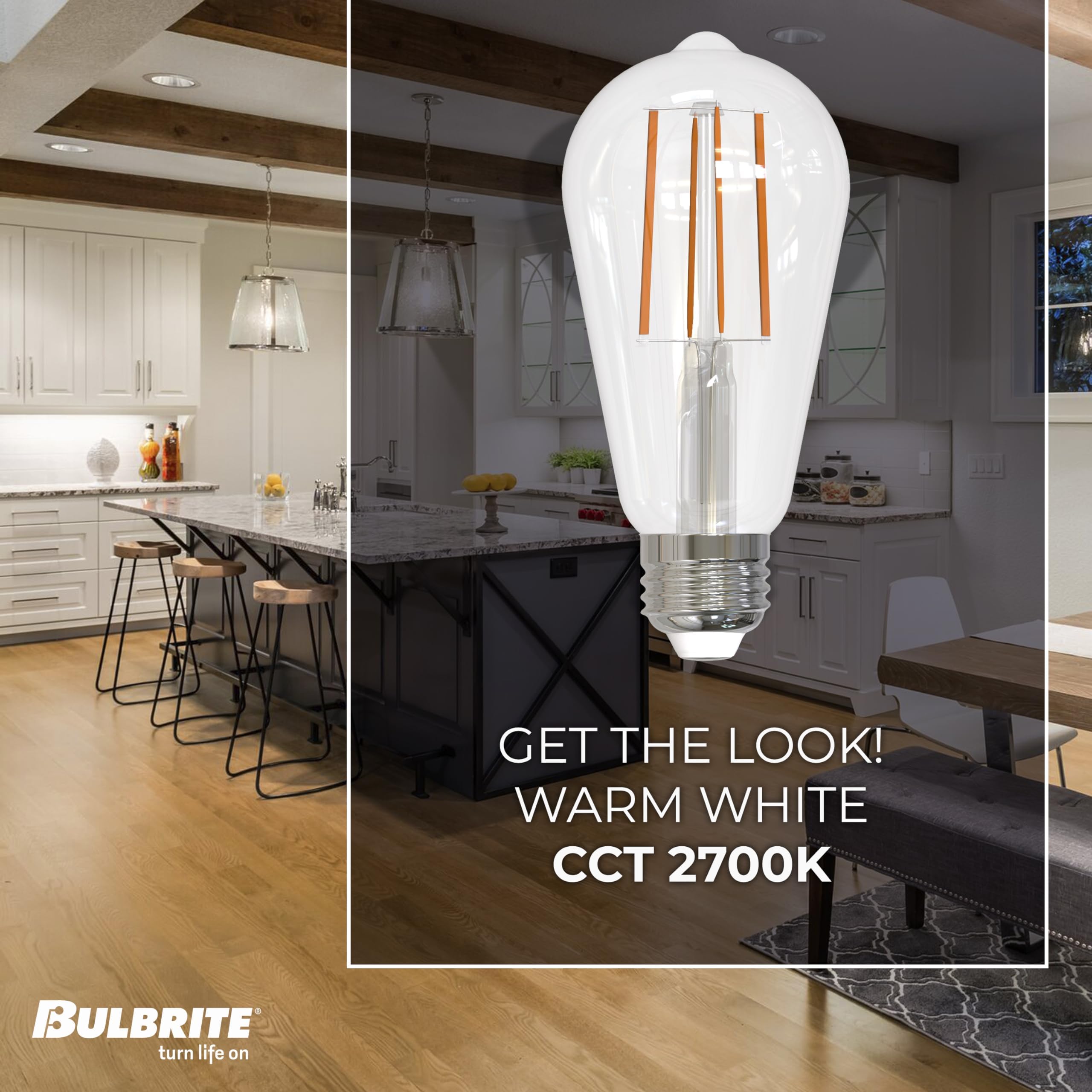 Bulbrite 8.5 Watt Dimmable Clear Filament St18 / St19 Medium (E26) Led Bulb - 850 Lumens, 3000K, And 90 Cri (4 Pack)