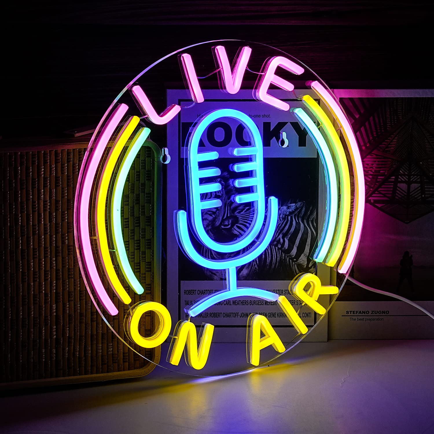 LISIGNVE Live On Air Neon Sign LED Wall Decor USB Powered 12.8inx12.8in Multicolored