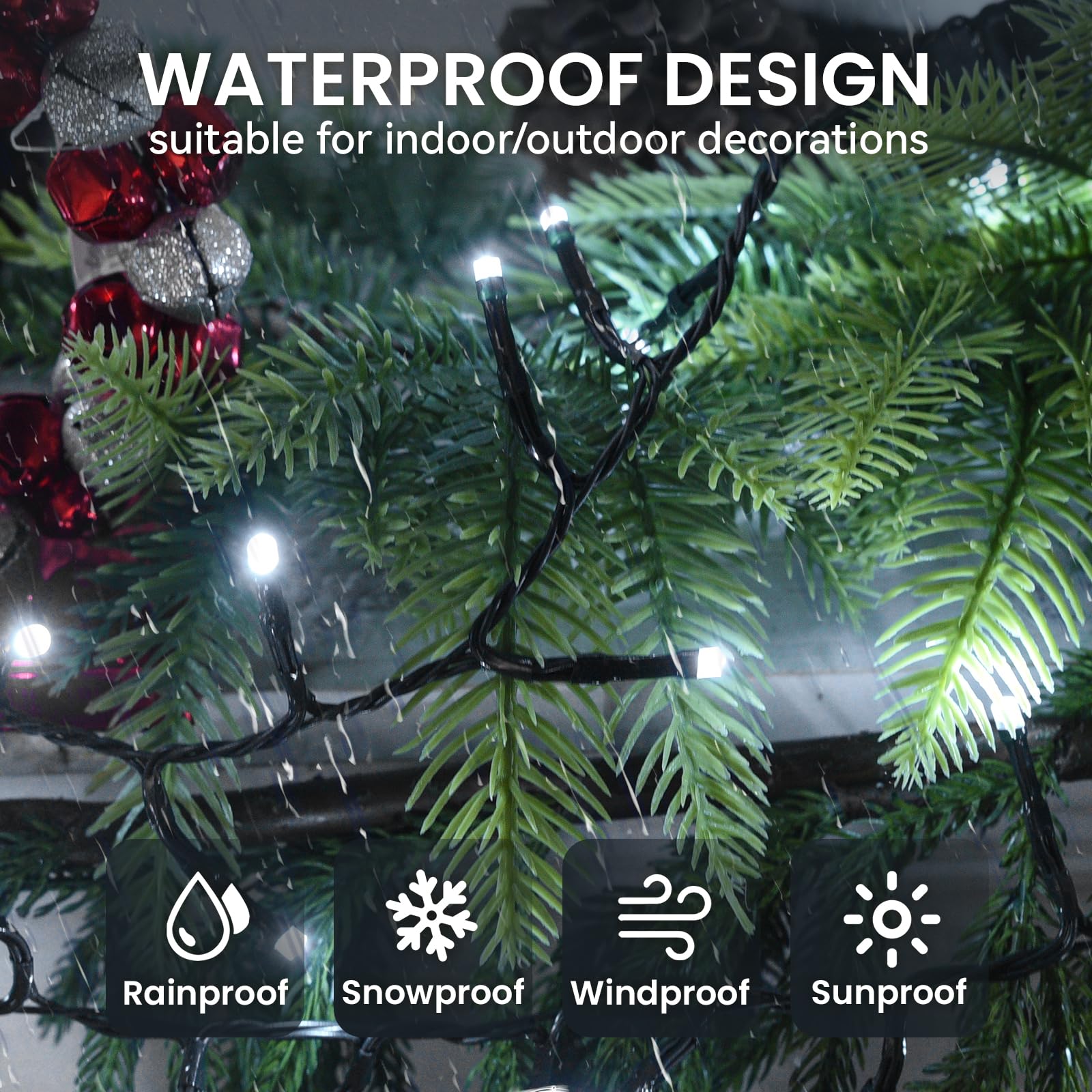 Lycklig 800 LED Cluster Fairy Lights - Cool White Twinkle String Lights with Remote, 8 Modes, Timer, Outdoor/Indoor Use