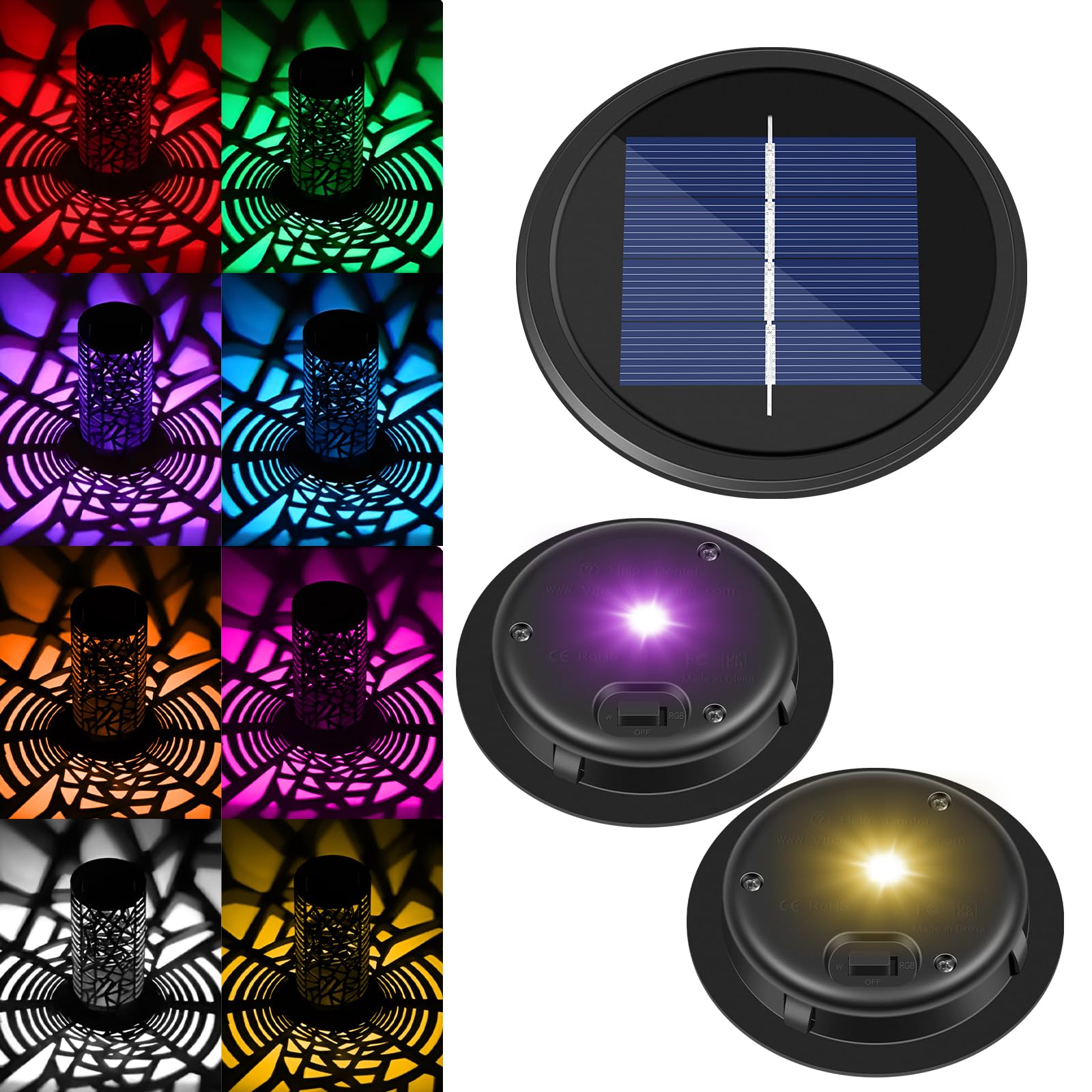 Helesin Replacement Solar Light Parts 2 Mode 2 Pack Warmwhite And Rgb Color-Changing,Solar Lights Replacement Top, Inserts For L