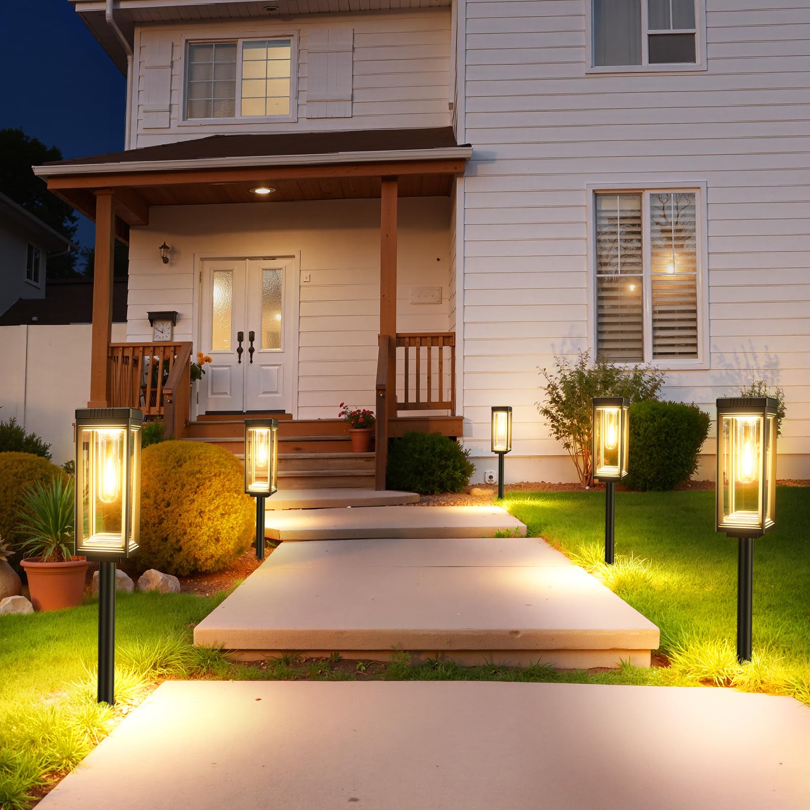 Bright Solar Pathway Lights Outdoor Waterproof  4 Pack Upgraded Solar Lights  15+ Hours Runtime Garden Light  Auto On/Off  Lighting For Outside Yard Walkway Driveway Landscape  Warm White
