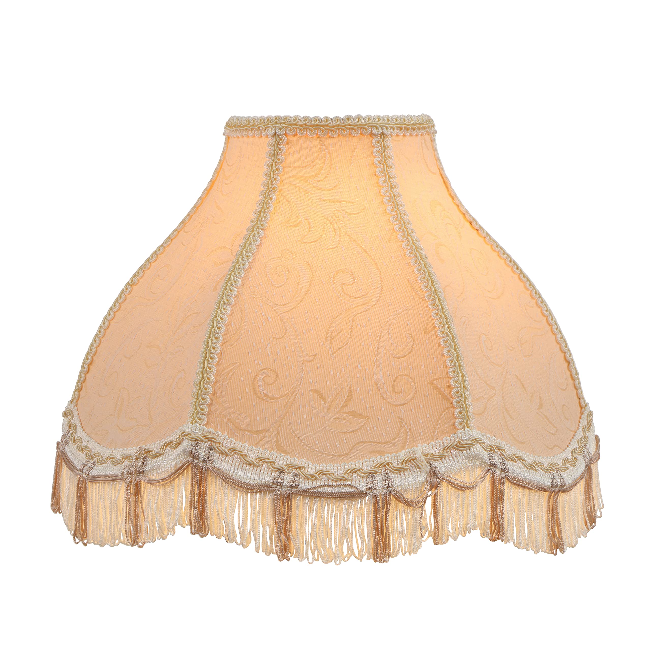 Aspen Creative 30332, Handsewn Scallop Dome Traditional Spider Fringe Lamp Shade/Wheat Jacquard Textured Fabric, 5&quot; Top X 13&quot; Bottom X 9-1/2&quot; Slant