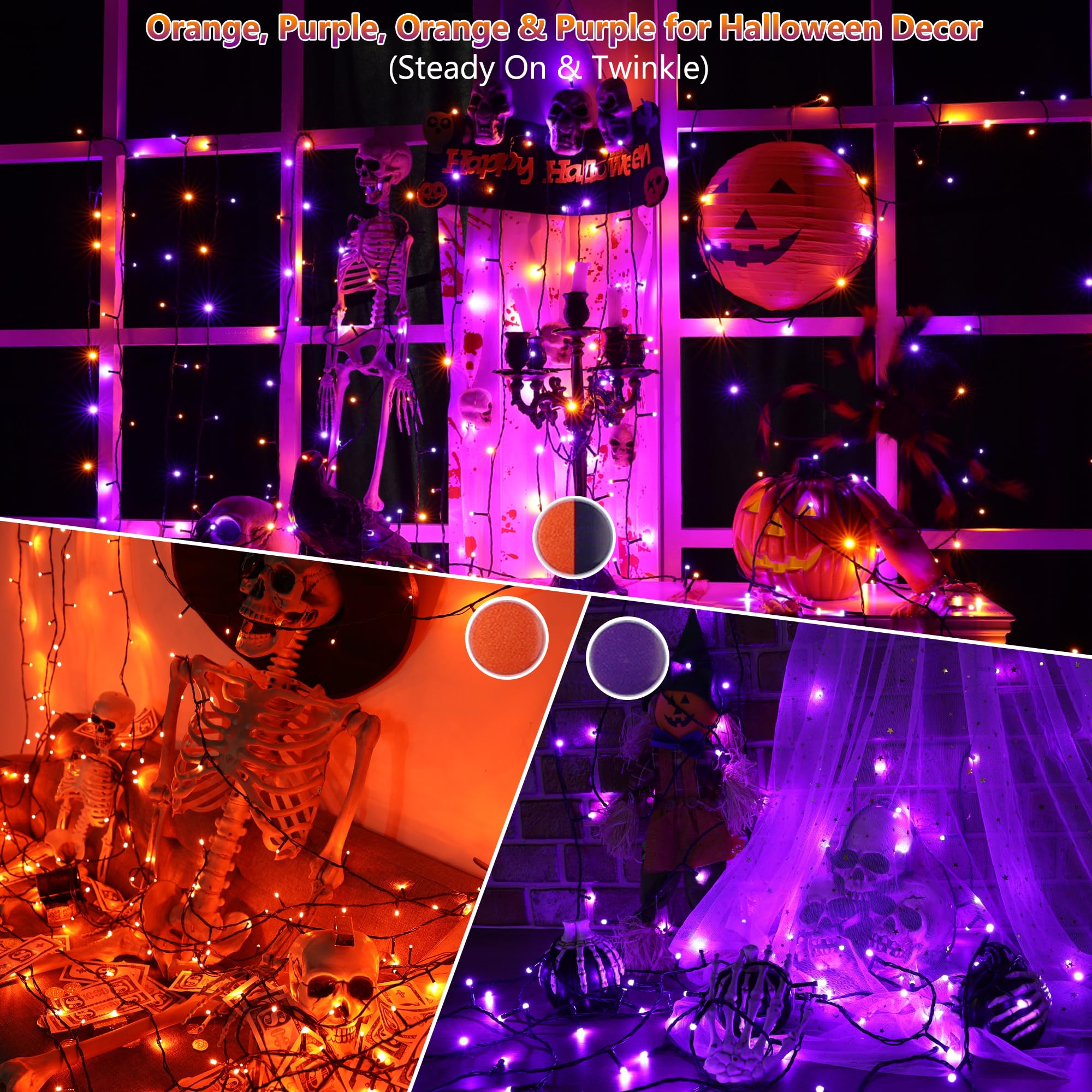 Toodour RGB String Lights, 131ft, 350 LED, Waterproof, Remote & Timer, Model JT-DC300V0240-C, Indoor/Outdoor Christmas Decor