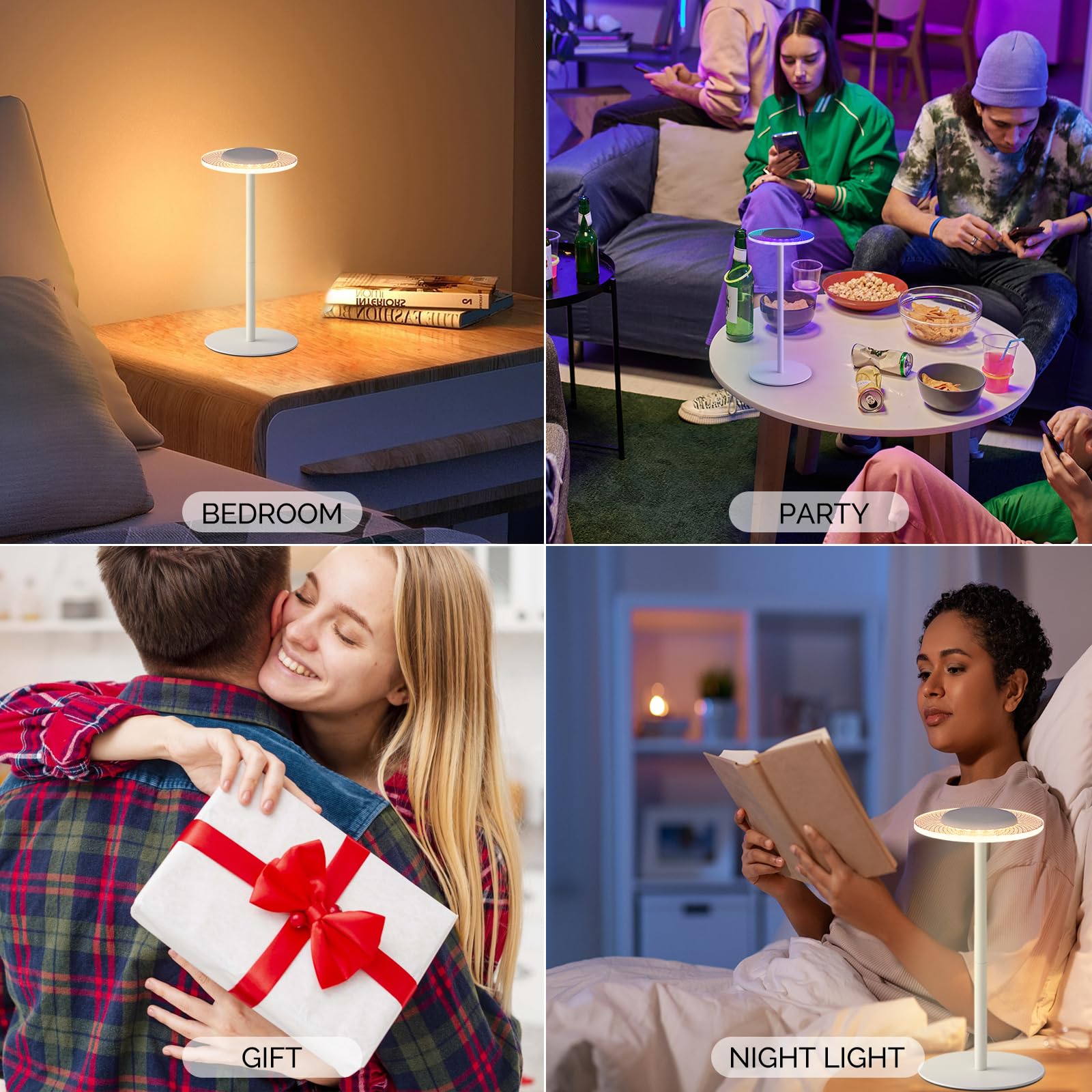 LOFTEK Cordless Table Lamps Set of 2, Rechargeable, Touch Dimming, Portable, Pure White, Model CL-TD03