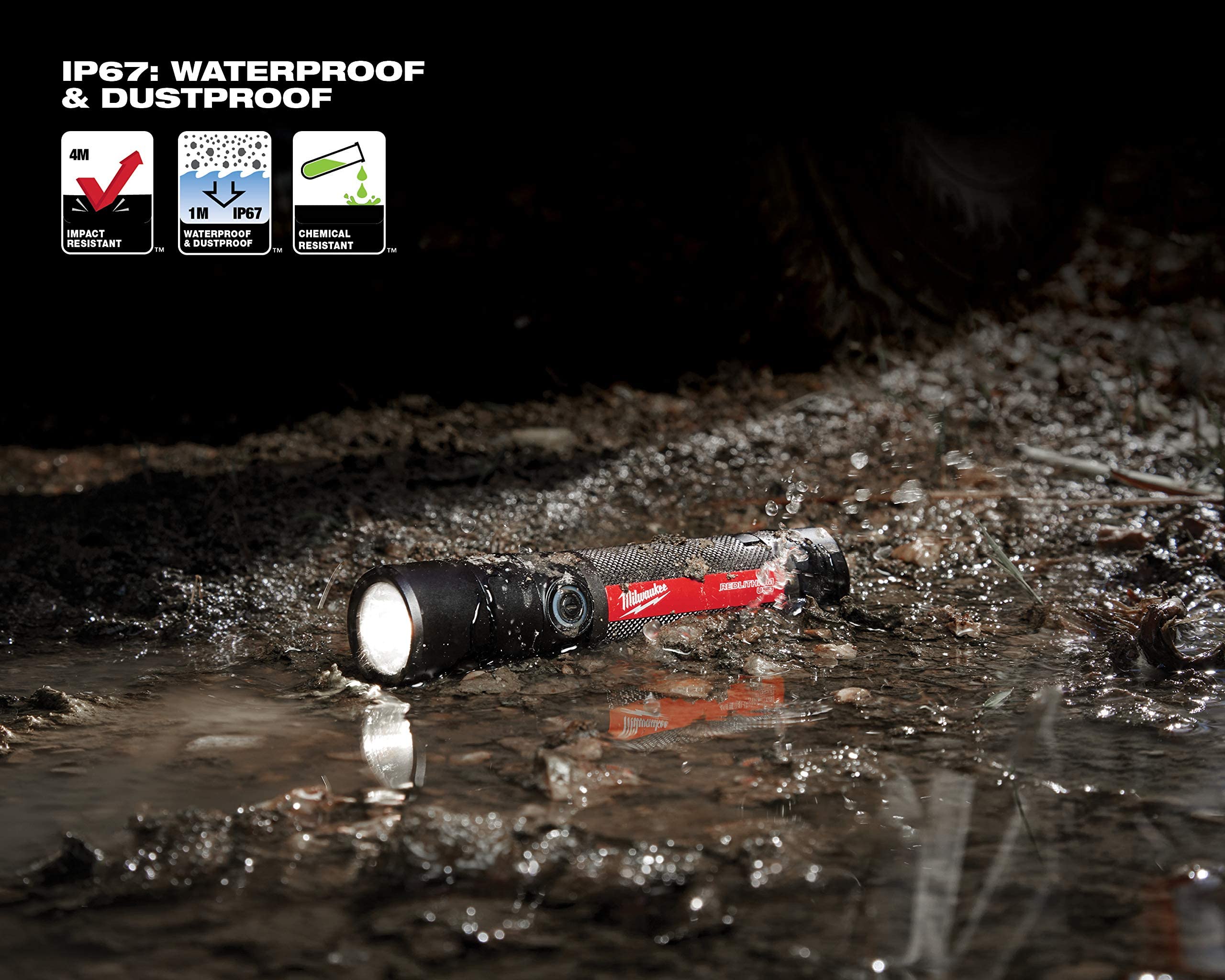 Milwaukee LED Rechargeable Flashlight 800L, Aluminum, Black, Model 2160-21