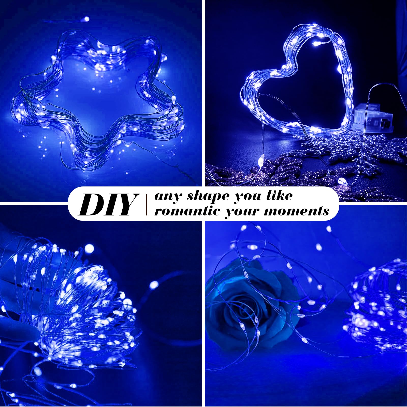 12 Pack Fairy Lights Battery Operated, String Lights Battery Powered 7Ft 20 Led Fairy Lights Copper Wire Twinkle Lights For Diy, Parties, Wedding, Bedroom, Christmas Decoration(Blue 12P)