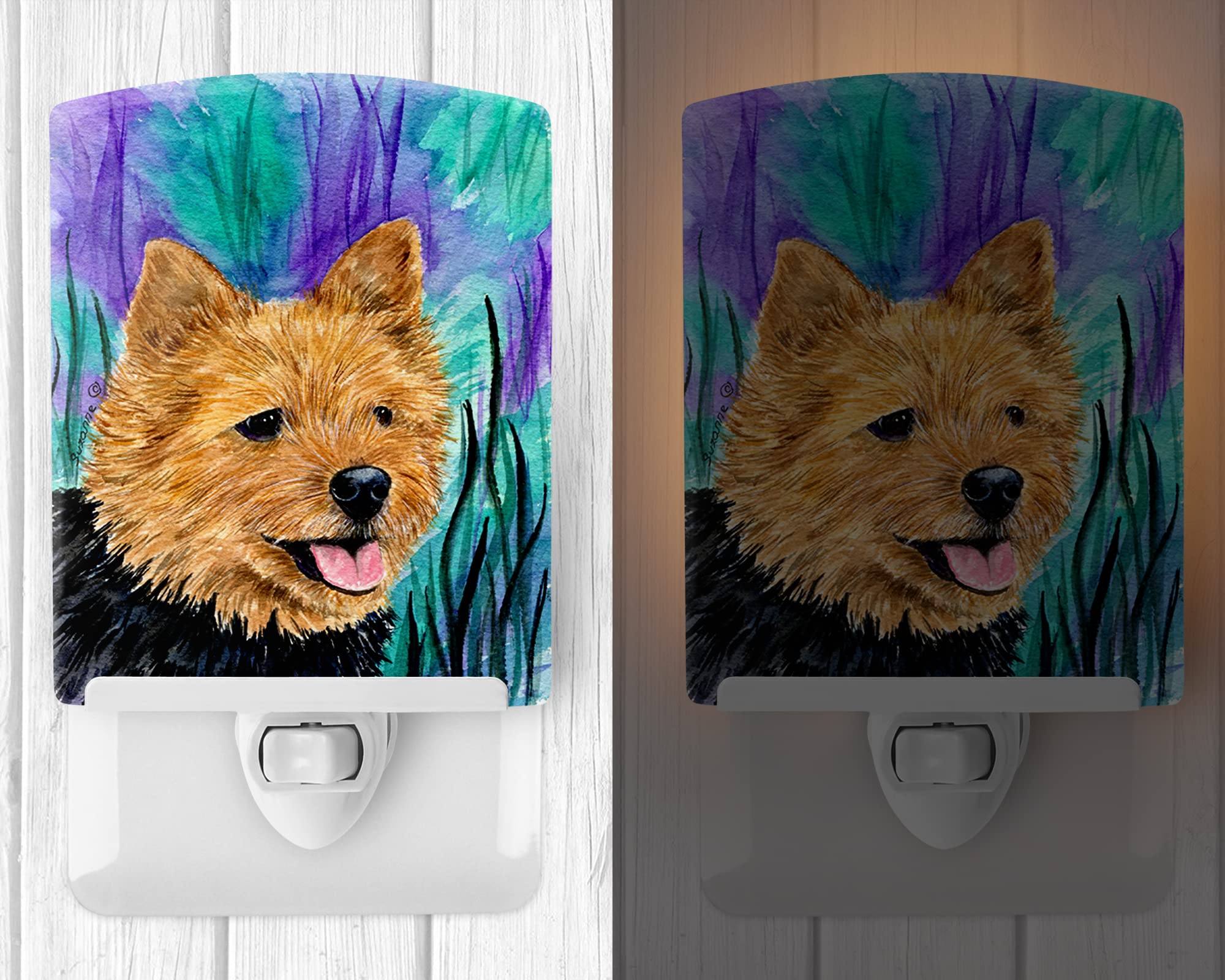 Caroline'S Treasures Ss8431Cnl Norwich Terrier Ceramic Night Light Compact, Ul-Certified, Ideal For Bedroom, Bathroom, Nursery, Hallway, Kitchen, 6X4X3, Multicolor